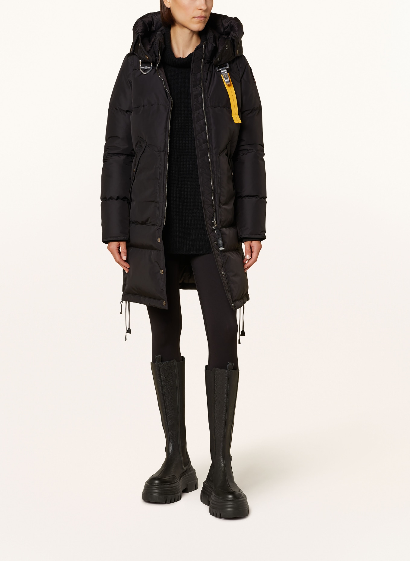 PARAJUMPERS Daunenmantel LONG BEAR mit abnehmbarer Kapuze: SCHWARZ