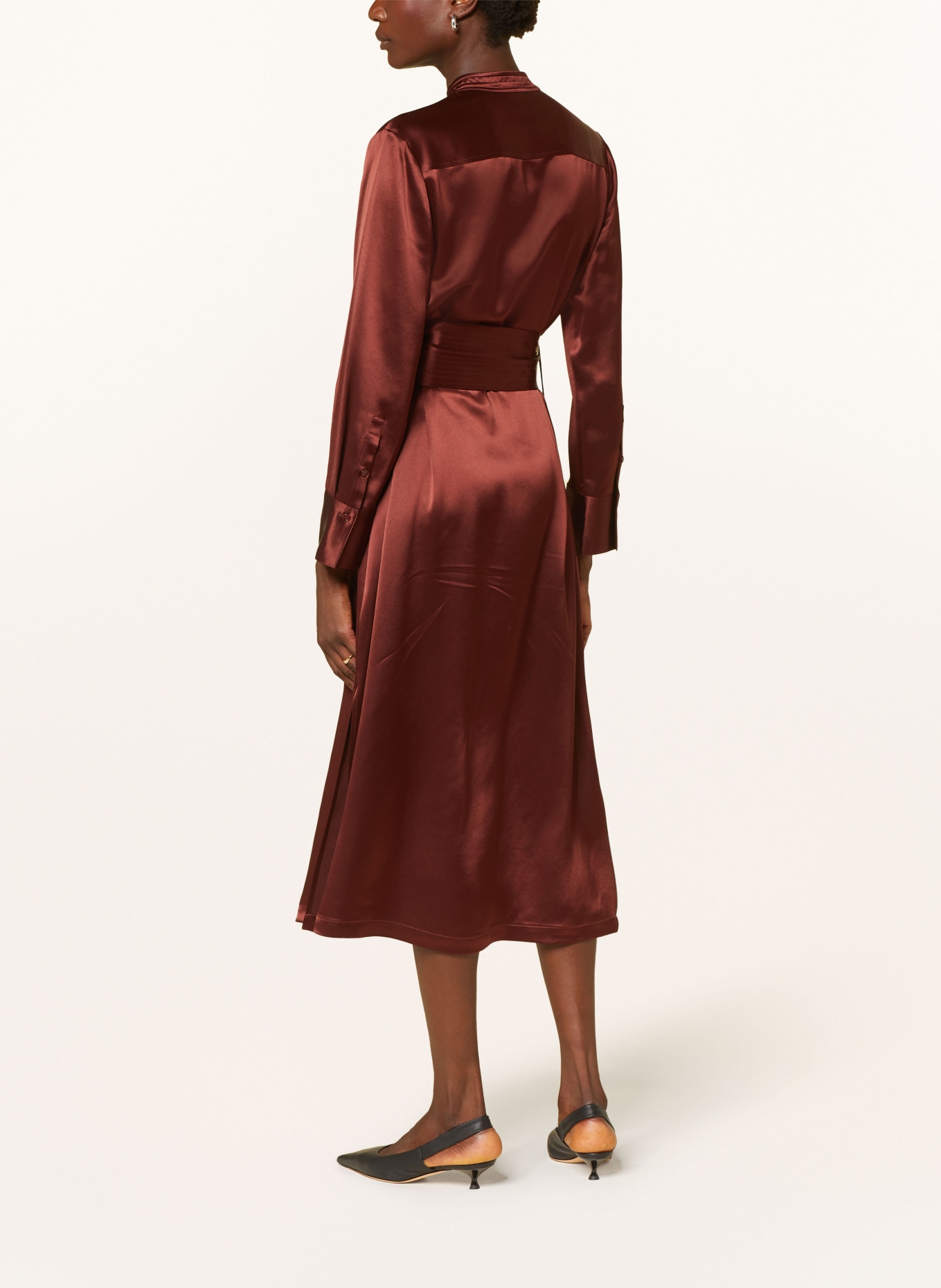 MRS & HUGS Satin dress: DARK RED