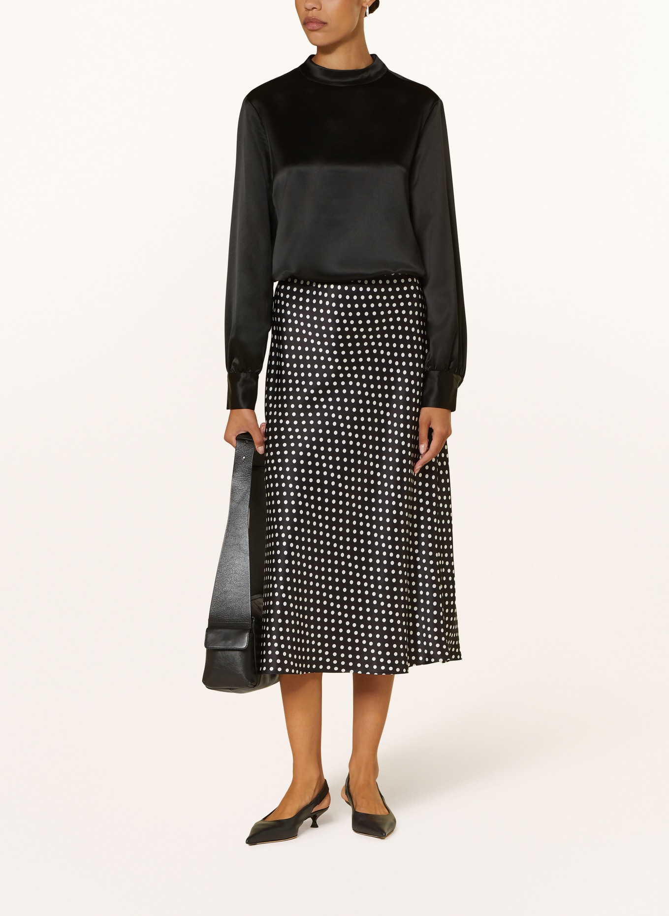 MRS & HUGS Blusenshirt aus Satin: SCHWARZ