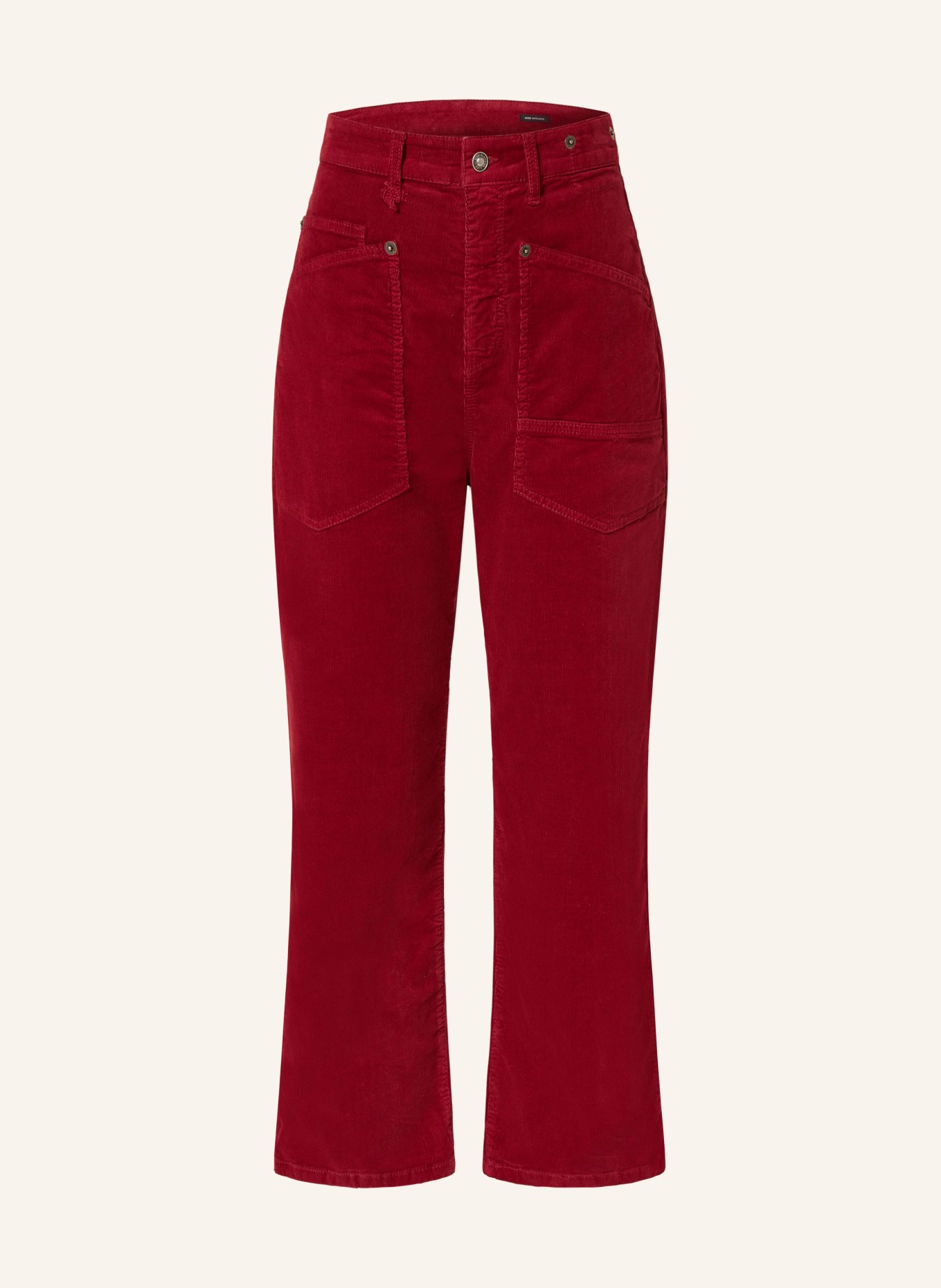 MAC Spodnie z aksamitu BAGGY: CIEMNOCZERWONY