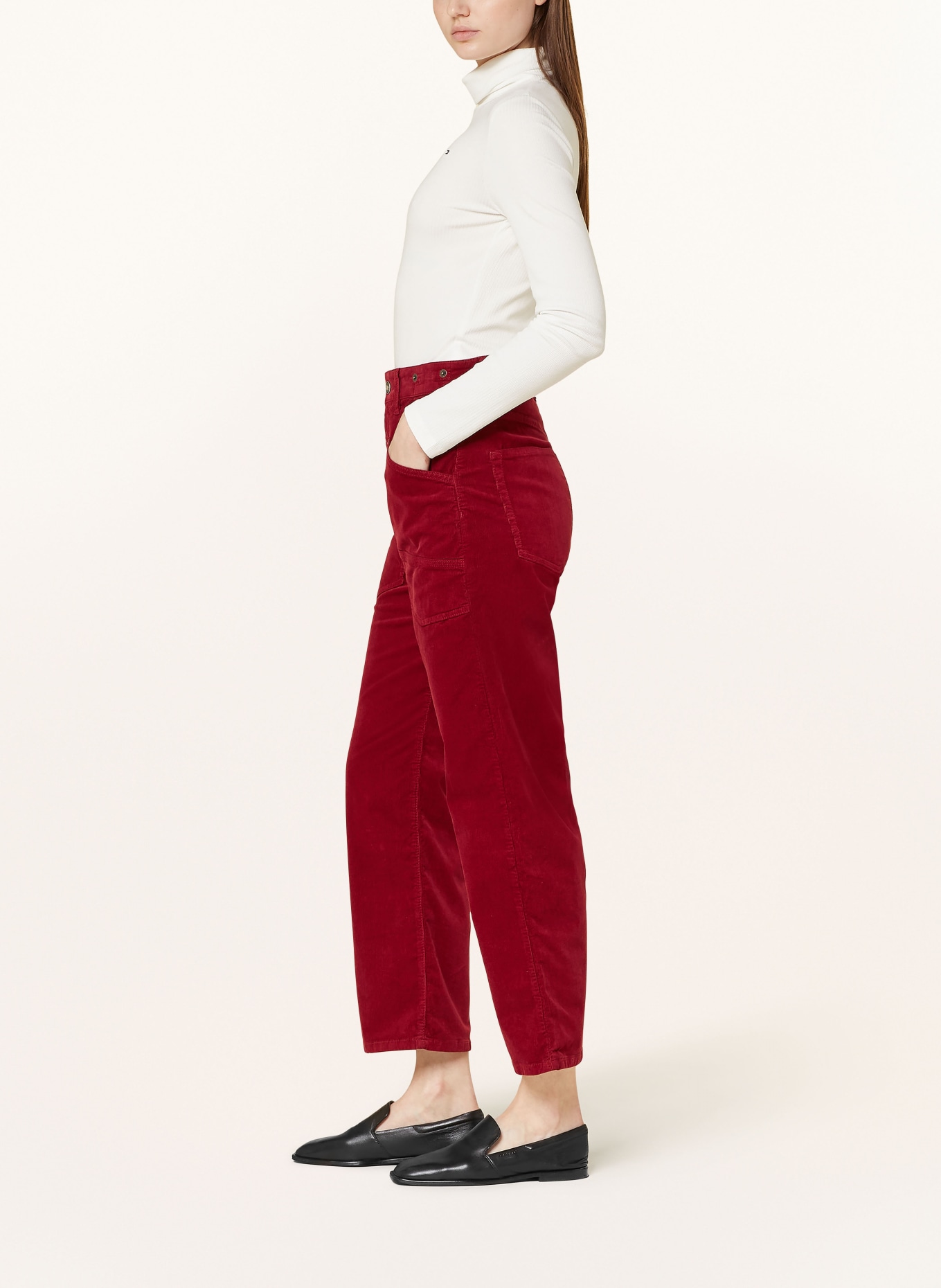 MAC Spodnie z aksamitu BAGGY: CIEMNOCZERWONY