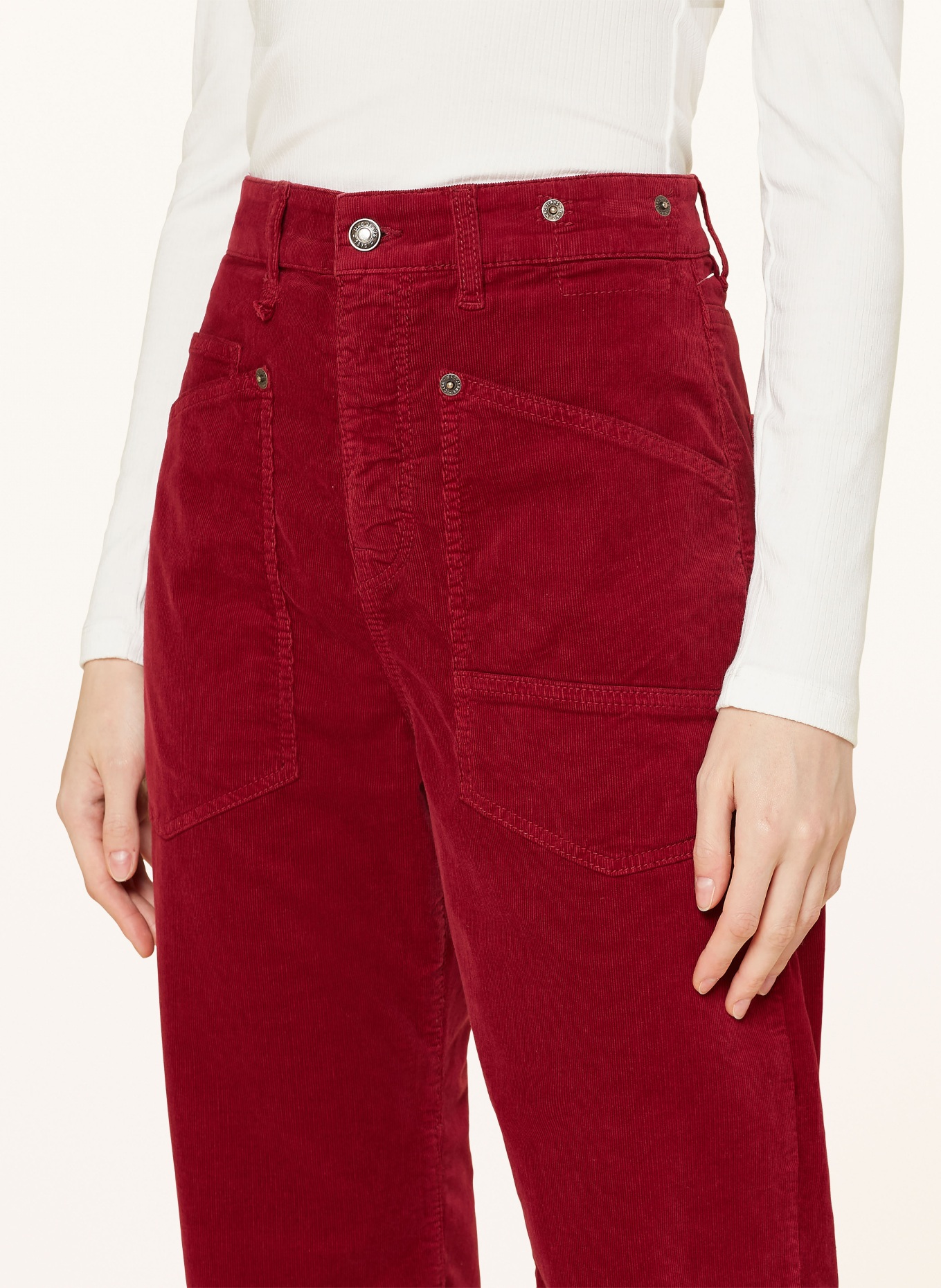 MAC Spodnie z aksamitu BAGGY: CIEMNOCZERWONY