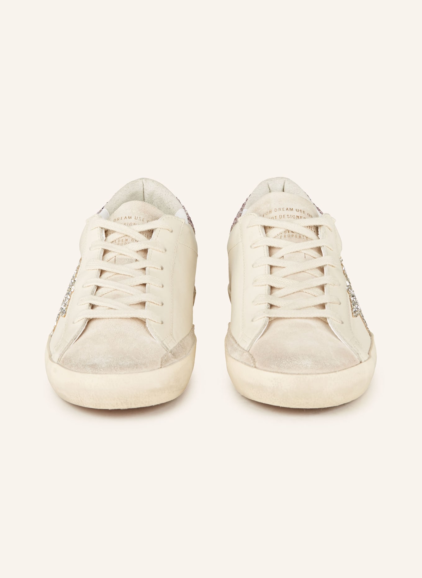 GOLDEN GOOSE Sneaker SUPER-STAR mit Pailletten: CREME