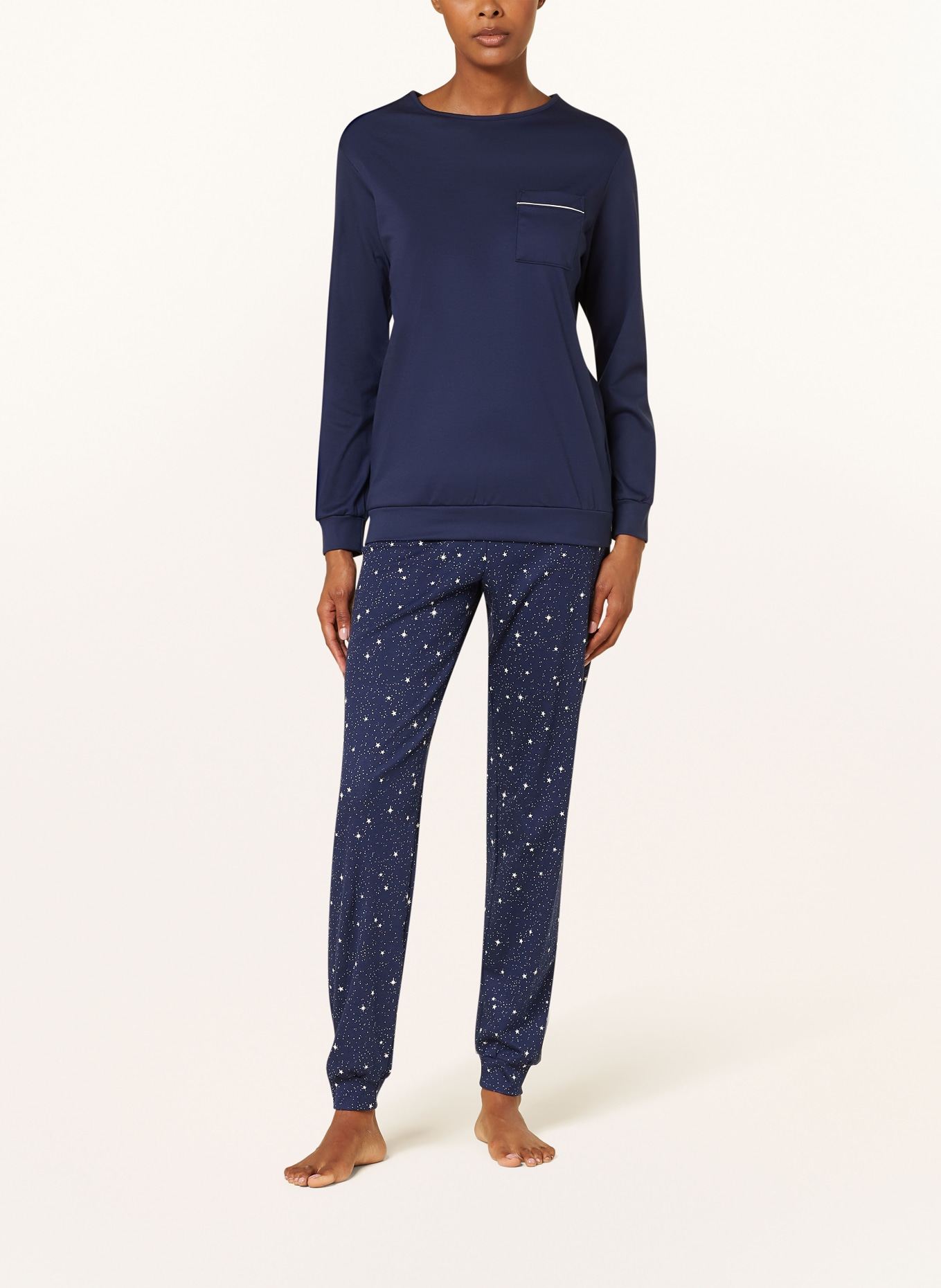 CALIDA Schlafanzug SWEET DREAMS: DUNKELBLAU / WEISS