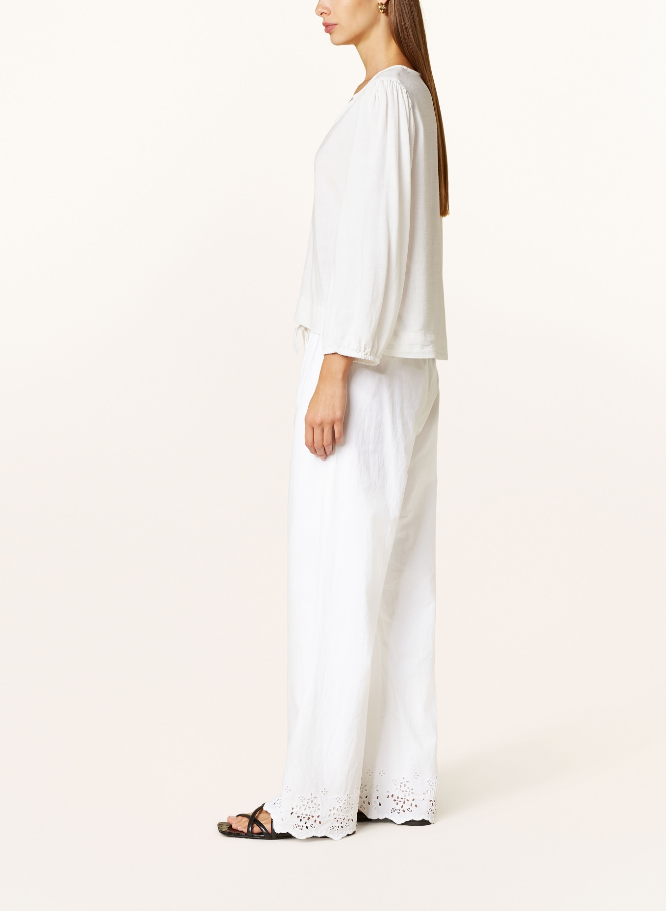 NEO NOIR WILLIAM jogging-style trousers with lace, Color: WHITE (Image 4)