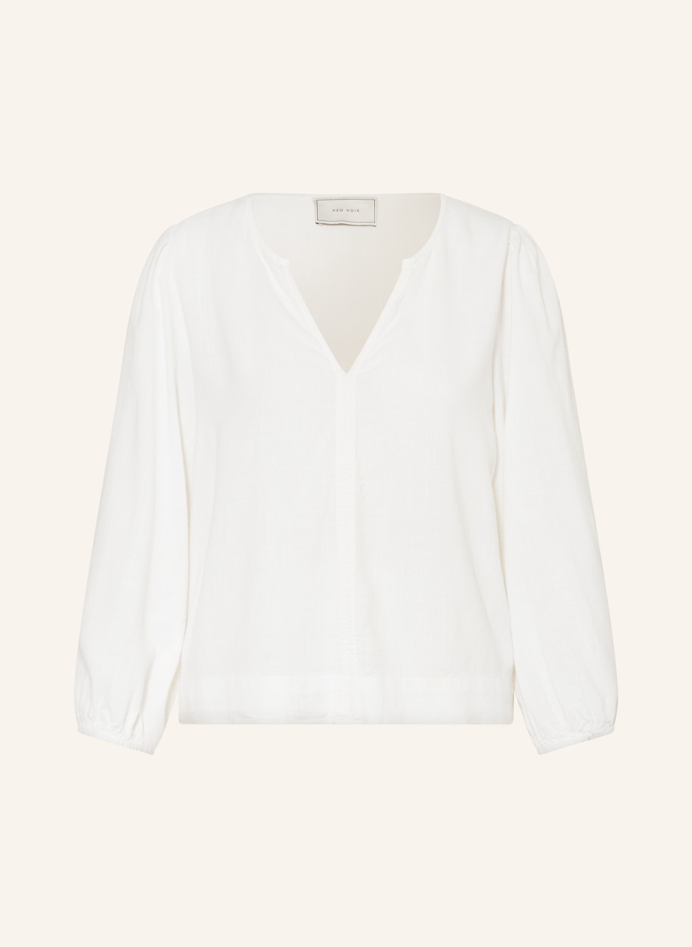 NEO NOIR SARLA blouse shirt with linen and 3/4 sleeves, Color: WHITE (Image 1)