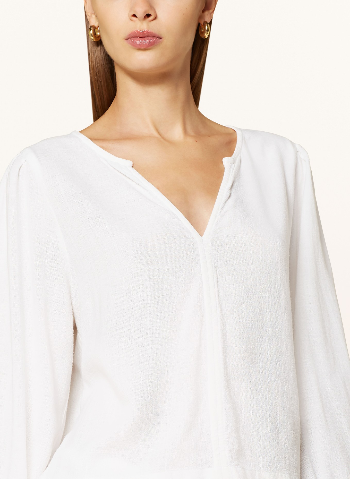 NEO NOIR SARLA blouse shirt with linen and 3/4 sleeves, Color: WHITE (Image 4)