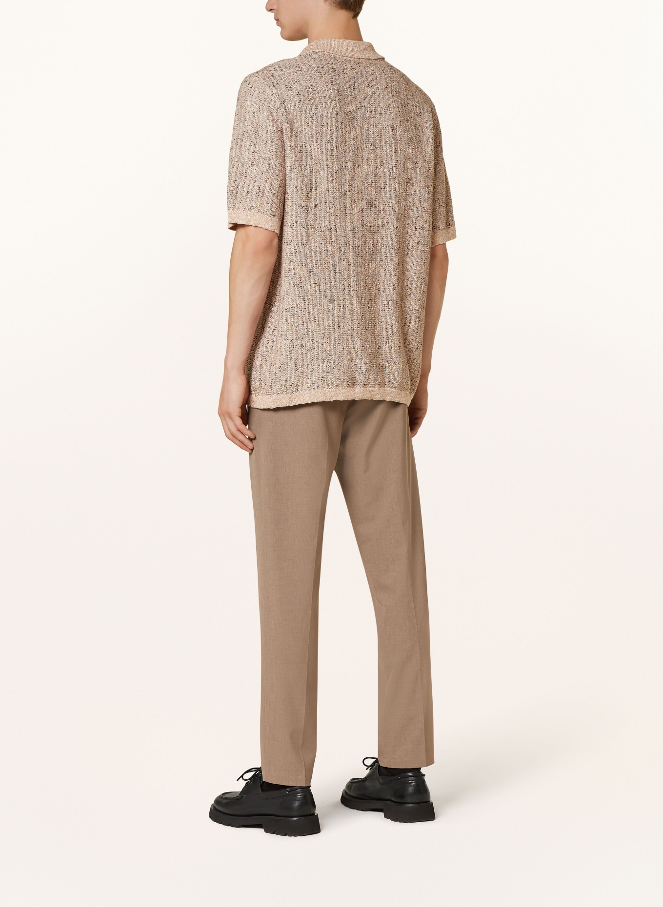 SAMSØE  SAMSØE Gebreid poloshirt SARSENE: BEIGE / BRUIN / TAUPE