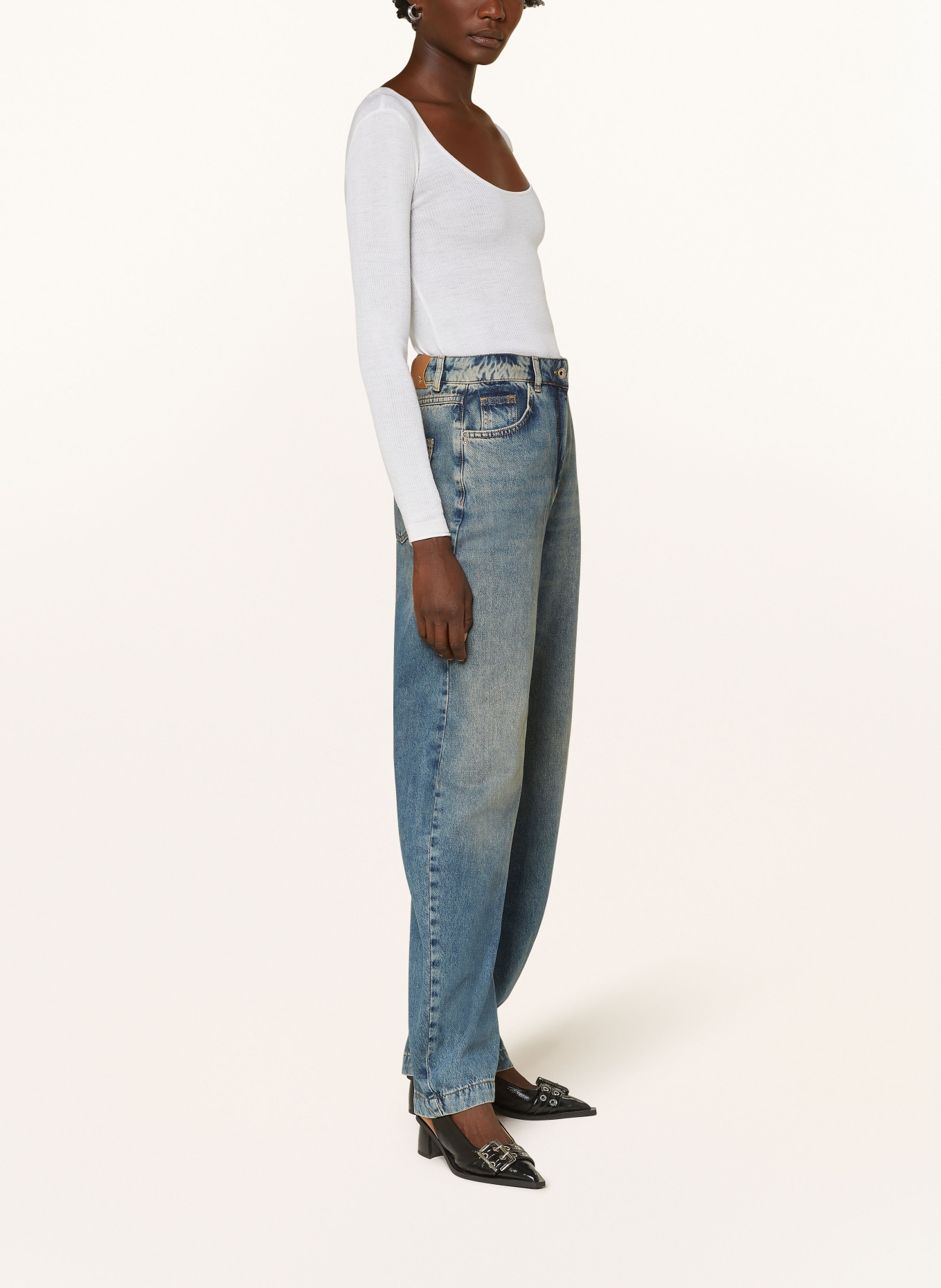 PATRIZIA PEPE Straight jeans: Bershka loose fit smock tshirt dress in black