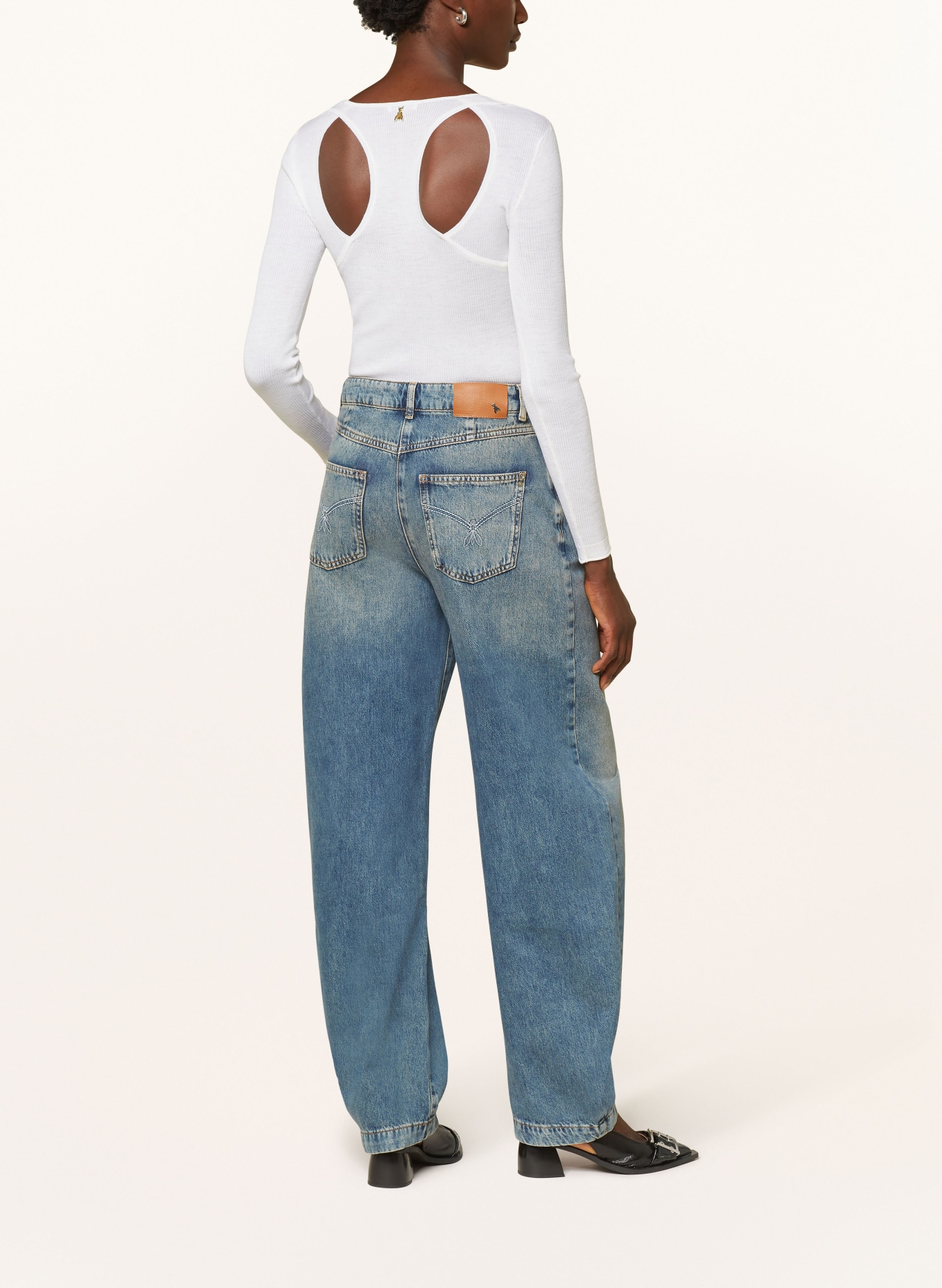 PATRIZIA PEPE Straight jeans: Bershka loose fit smock tshirt dress in black