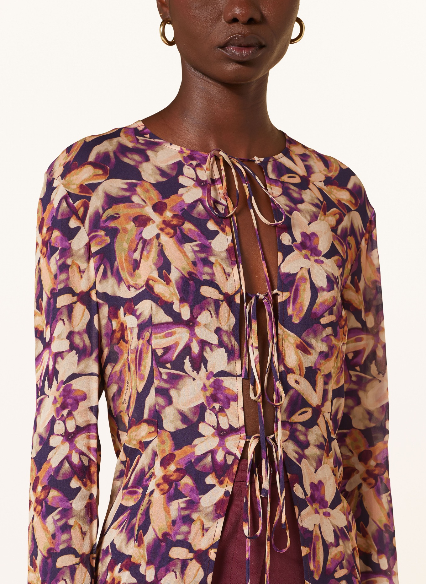 PATRIZIA PEPE Blouse, Color: CREAM/ PURPLE/ DARK PURPLE (Image 4)