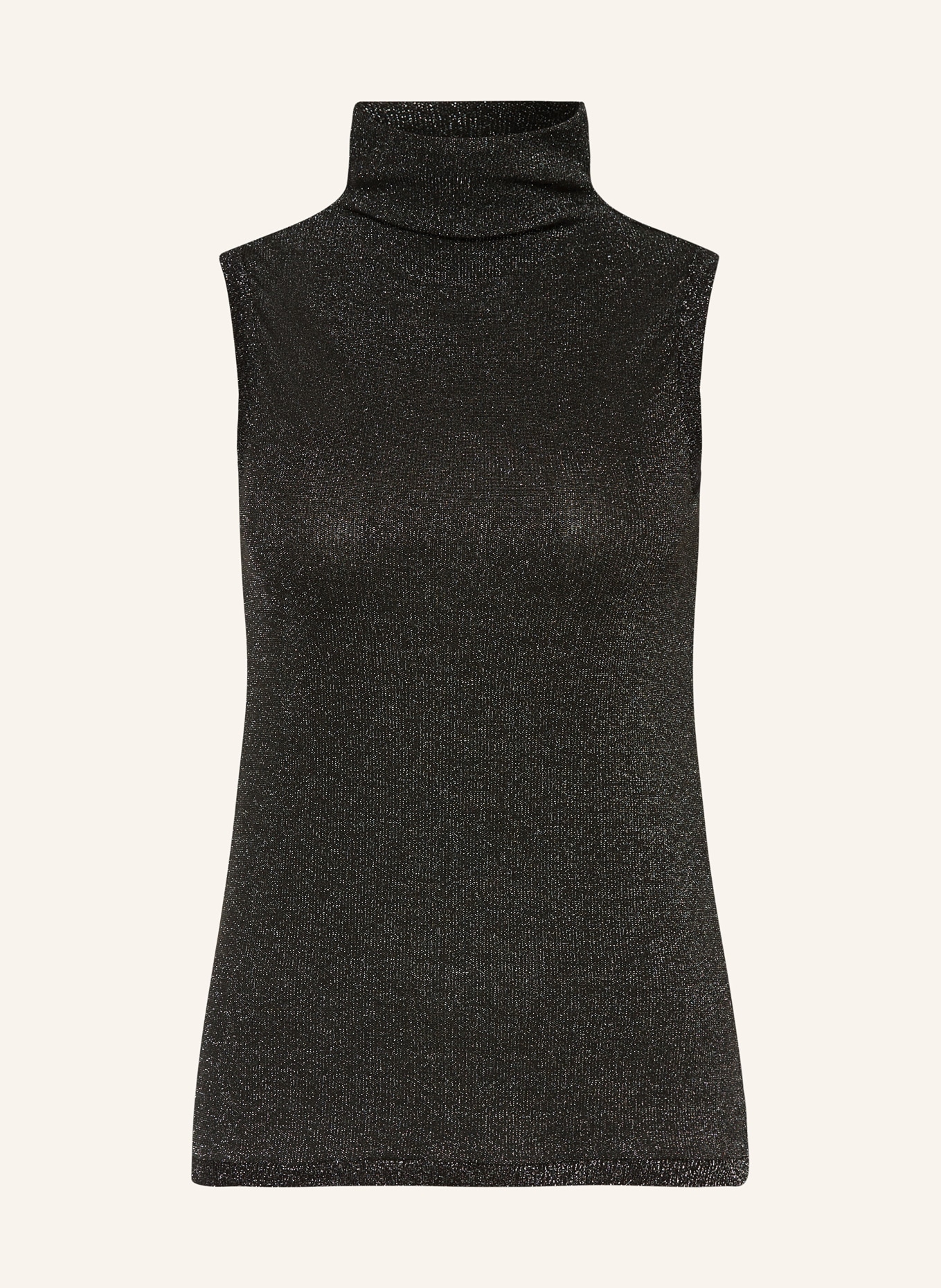 PATRIZIA PEPE Turtleneck top with glitter thread, Color: BLACK/ SILVER (Image 1)