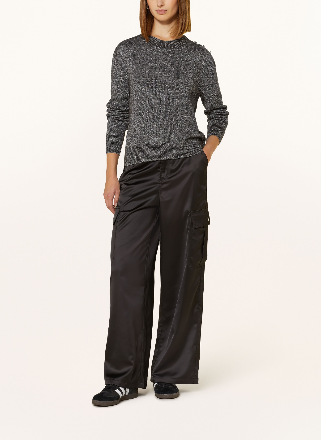 BARBOUR INTERNATIONAL Sweater JADE with glitter thread in silver/ gray