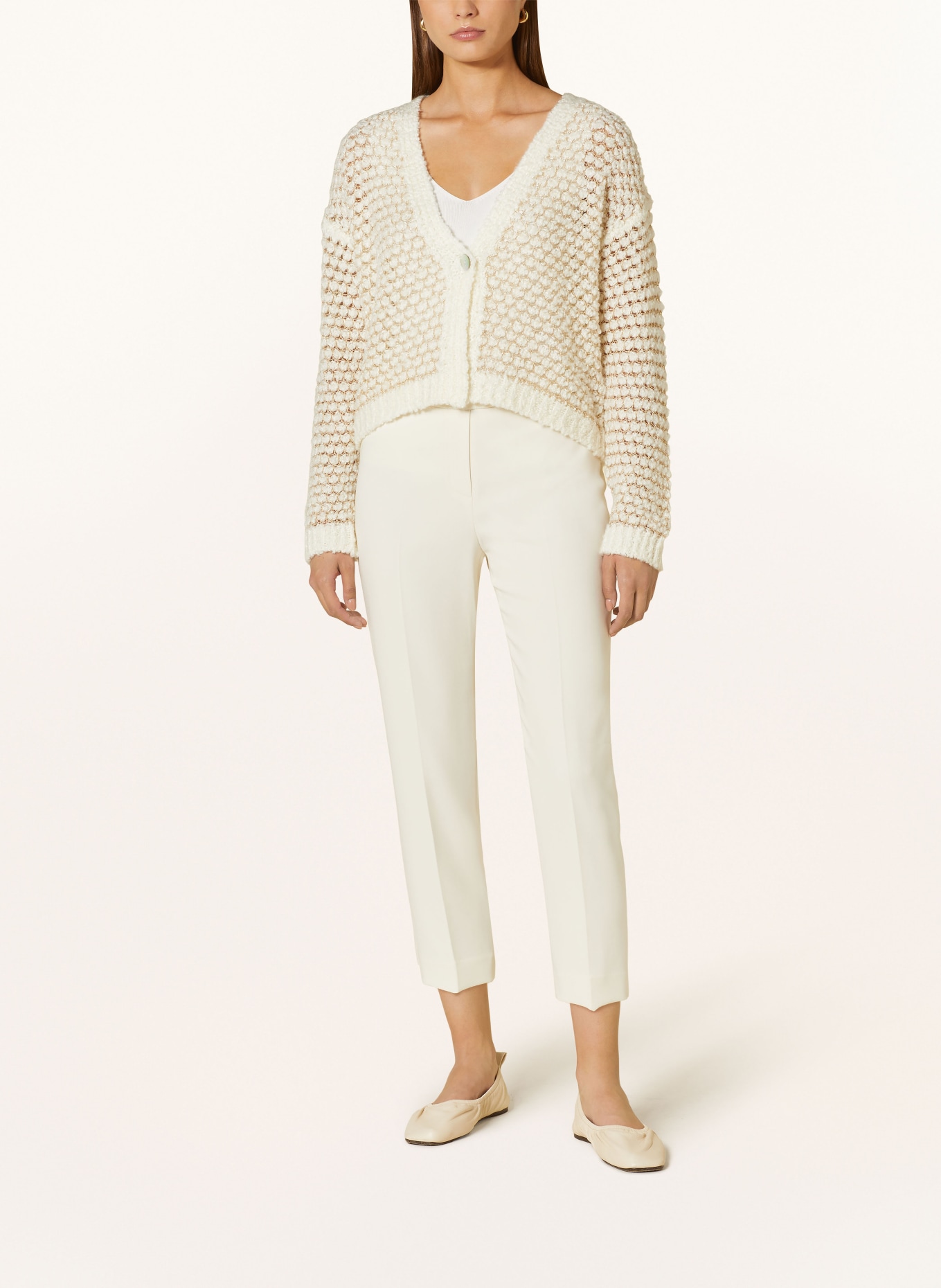 White and gold cardigan outlet
