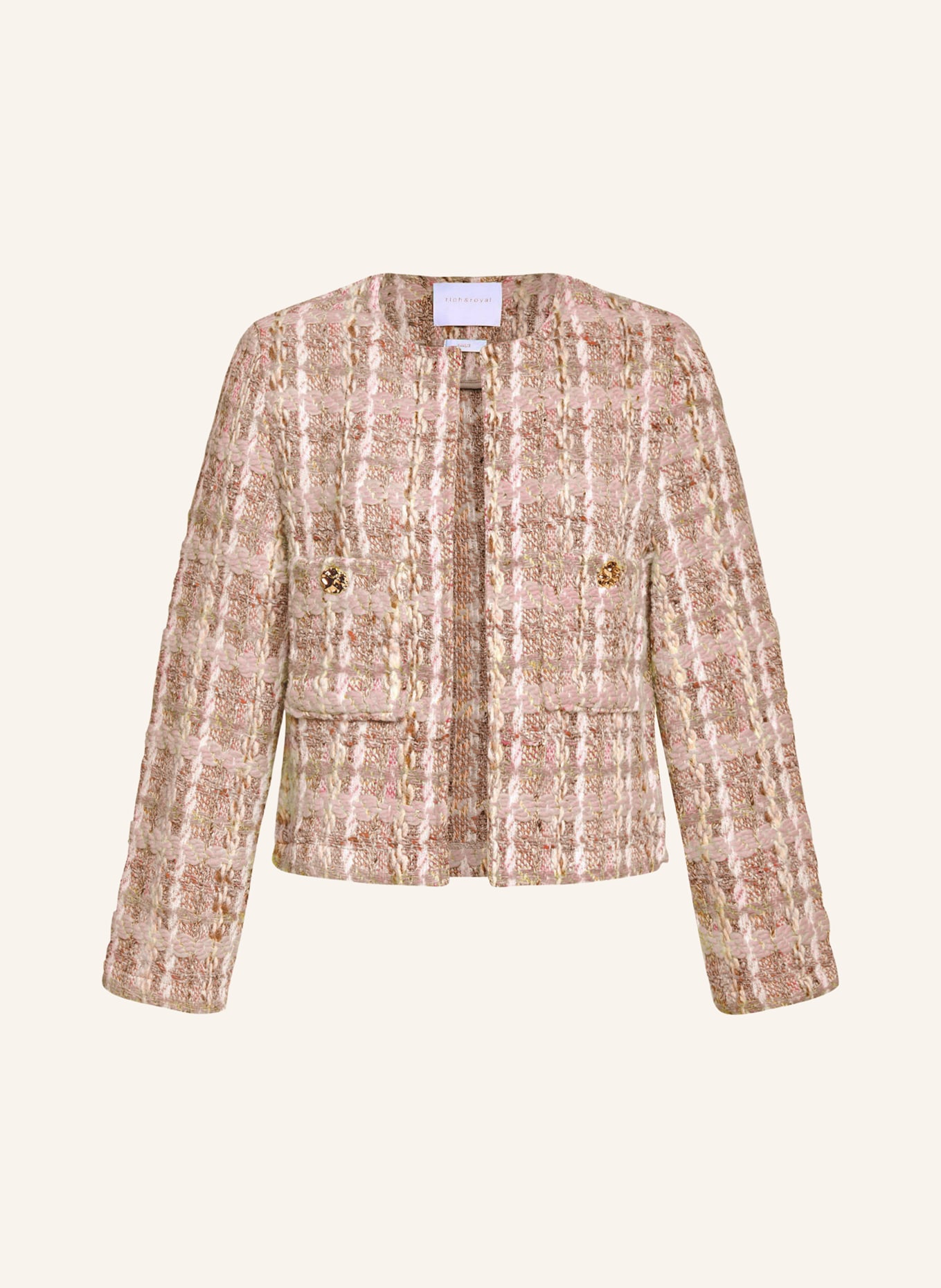 Rich & Royal Jacheta din tweed: ROZ / TAUPE
