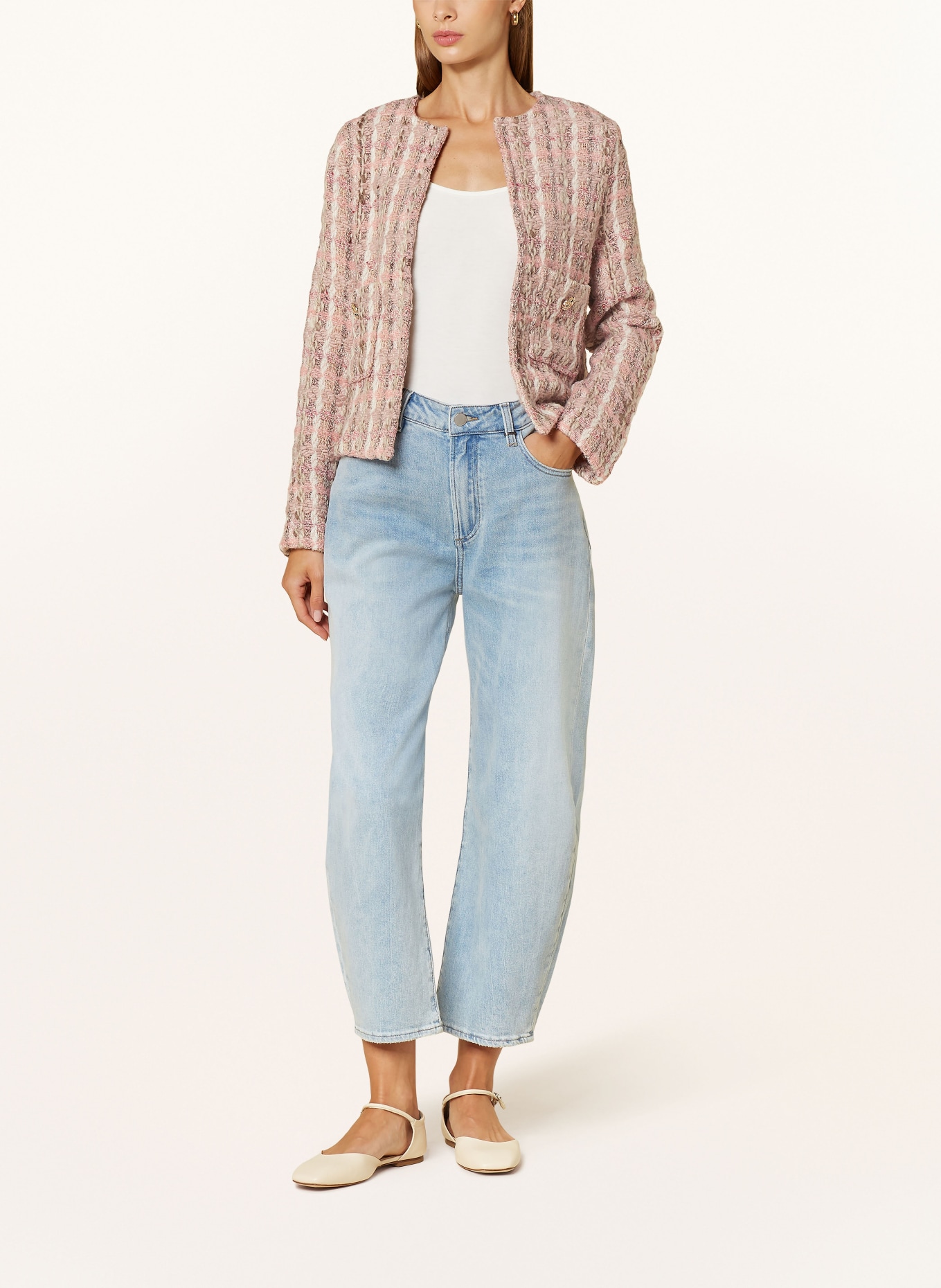 Rich & Royal Jacheta din tweed: ROZ / TAUPE