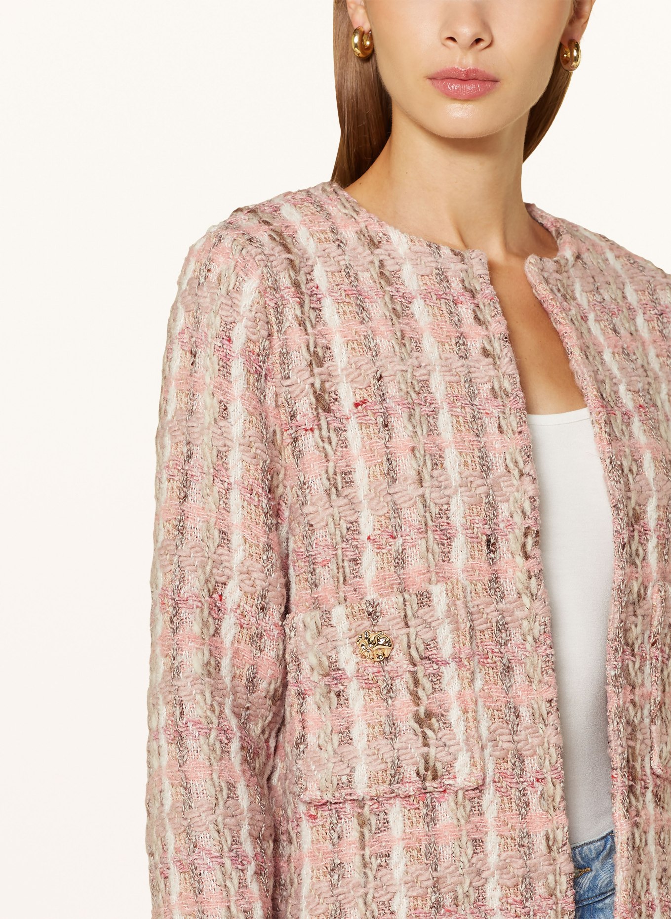 Rich & Royal Jacheta din tweed: ROZ / TAUPE