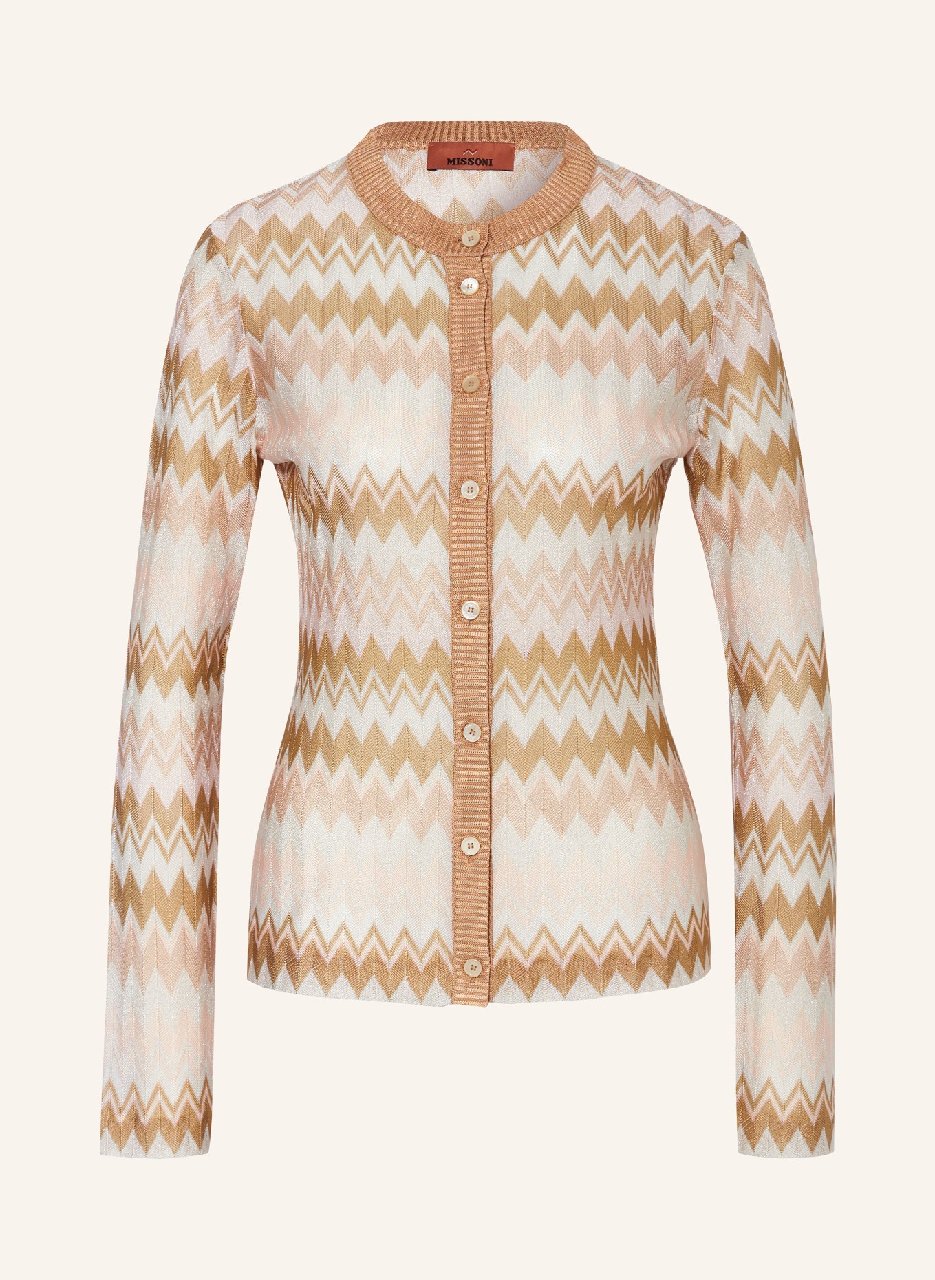 MISSONI Cardigan with glitter thread, Color: BEIGE/ LIGHT PINK/ WHITE (Image 1)