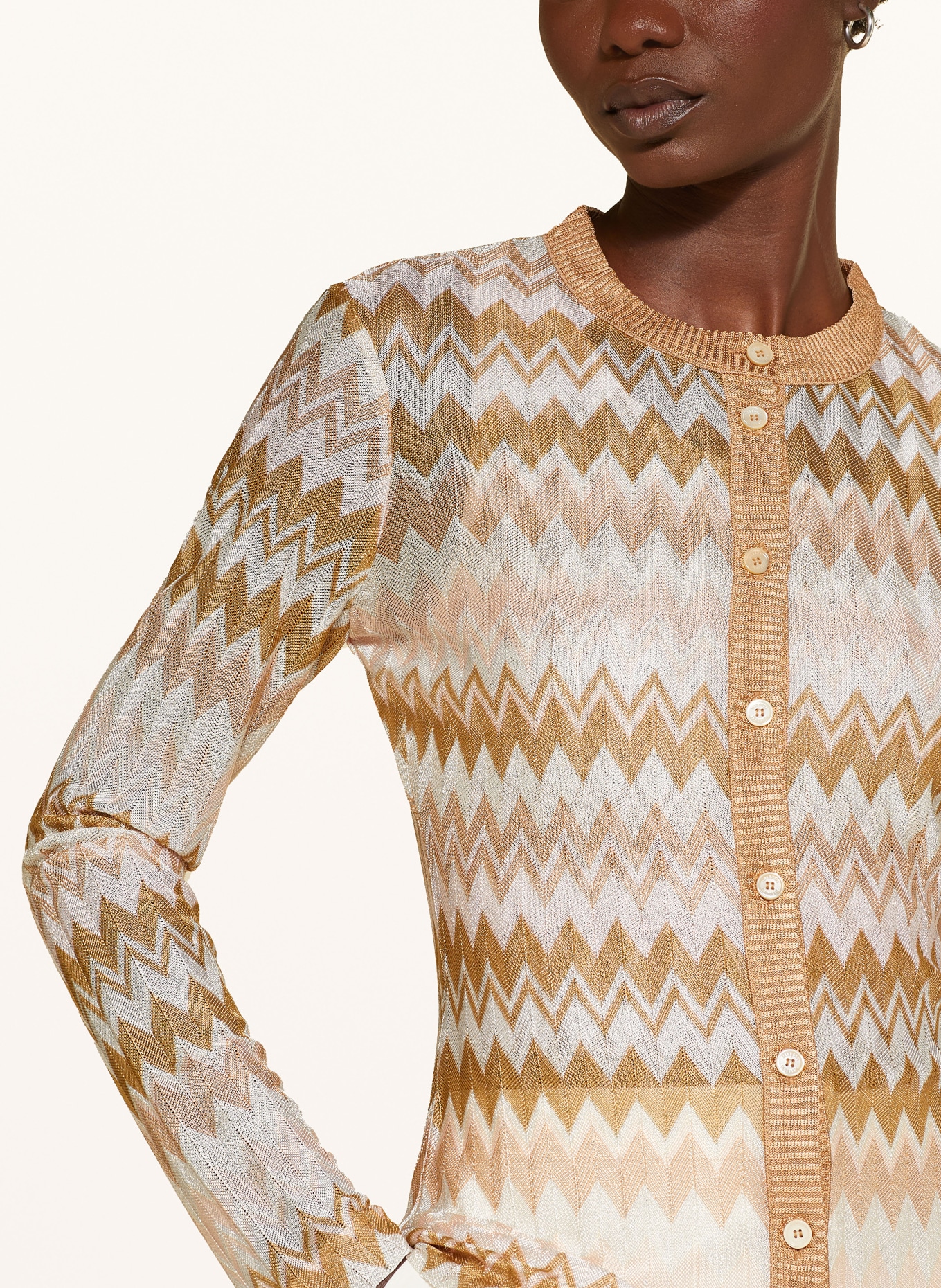 MISSONI Cardigan with glitter thread, Color: BEIGE/ LIGHT PINK/ WHITE (Image 4)