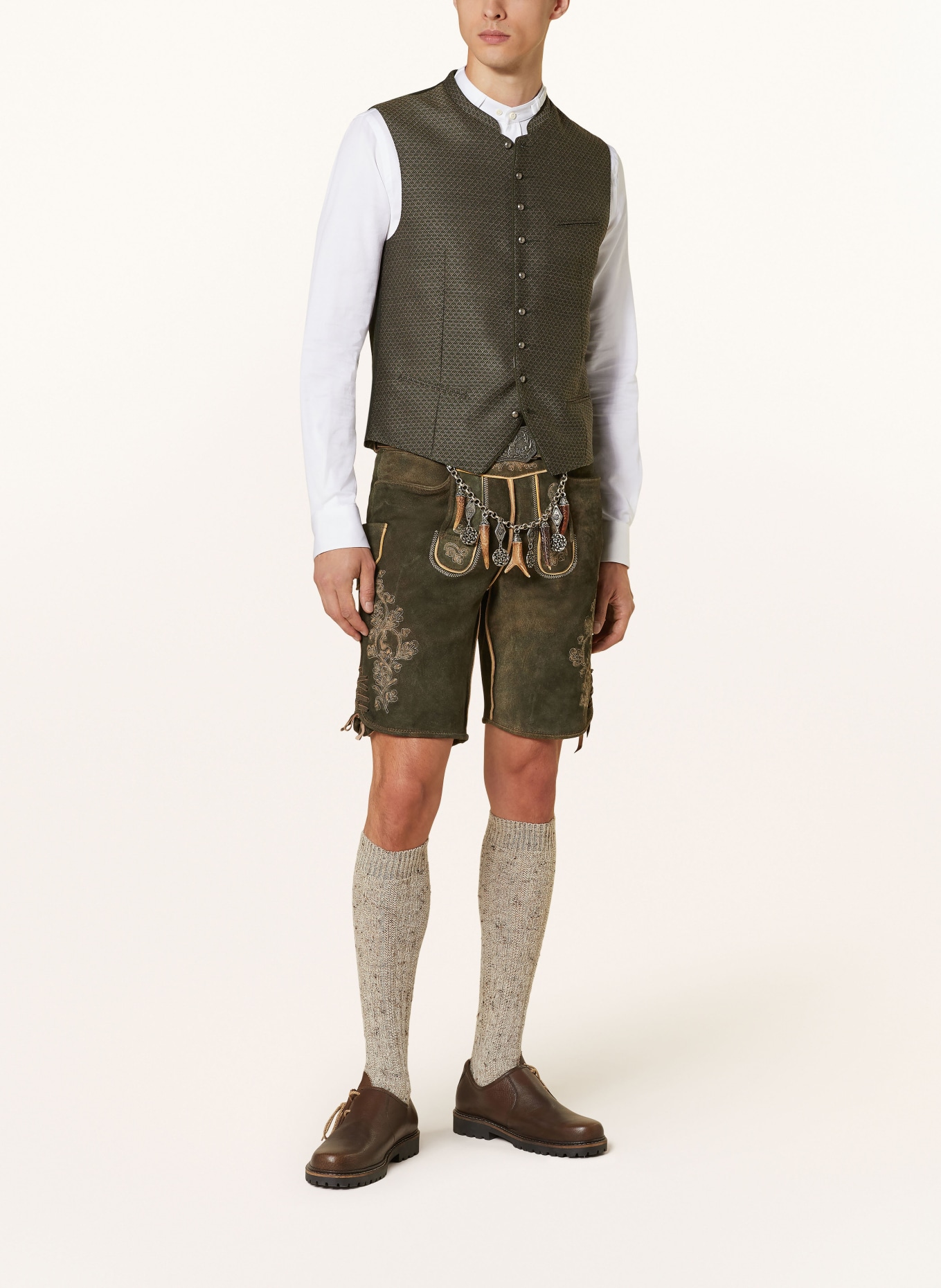 Hammerschmid Traditional vest GREGOR Slim Fit: OLIVE/ LIGHT PURPLE/ DARK GRAY