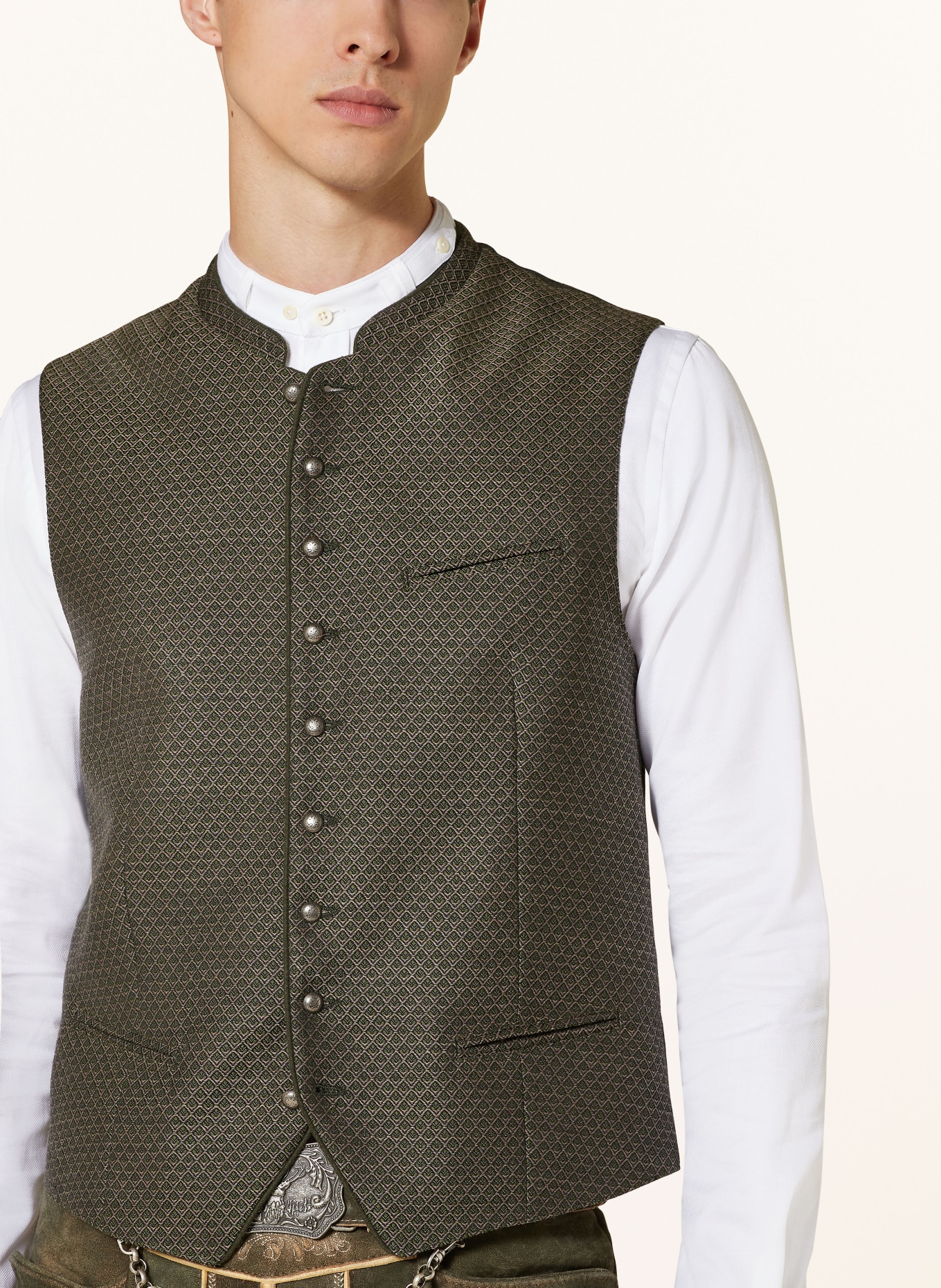 Hammerschmid Traditional vest GREGOR Slim Fit: OLIVE/ LIGHT PURPLE/ DARK GRAY
