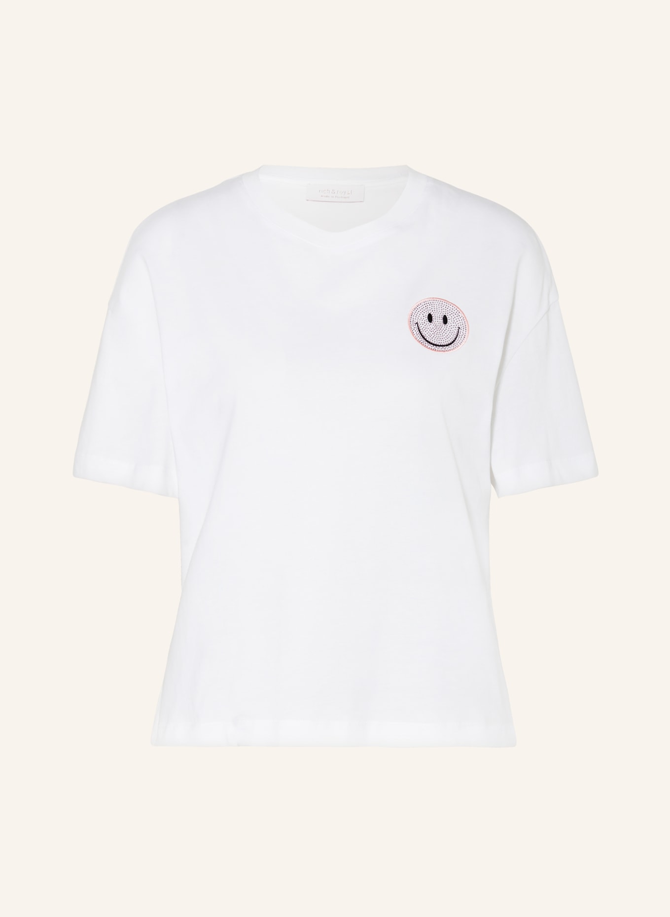 rich&royal T-shirt with decorative gems, Color: WHITE (Image 1)