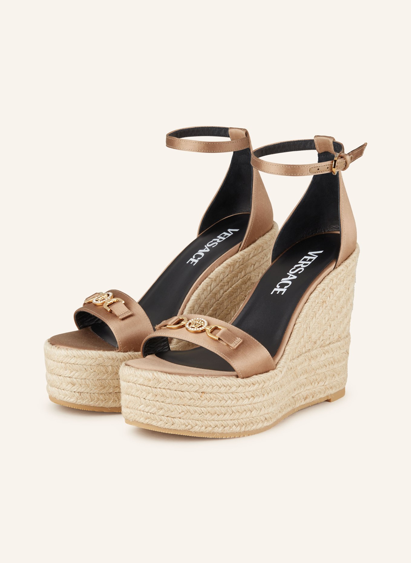 VERSACE Platform wedges in satin