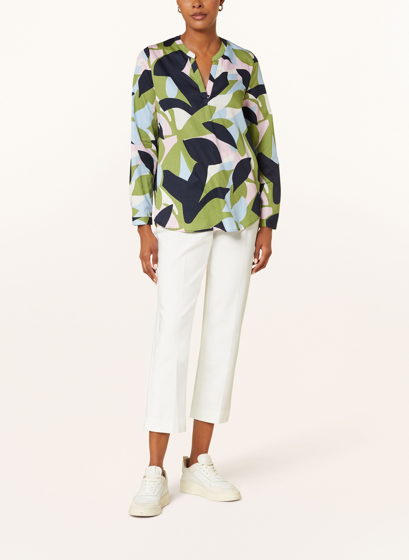 ETERNA Shirt blouse: DARK BLUE / LIGHT GREEN / WHITE
