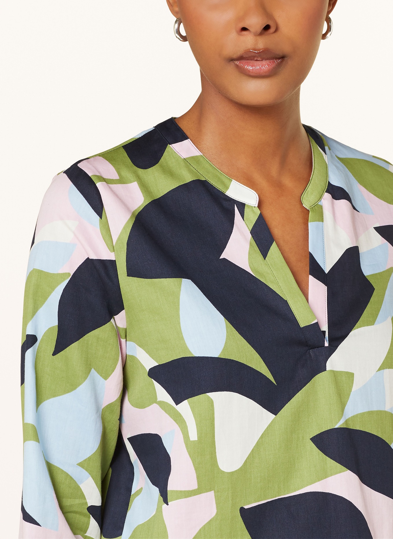 ETERNA Shirt blouse: DARK BLUE / LIGHT GREEN / WHITE