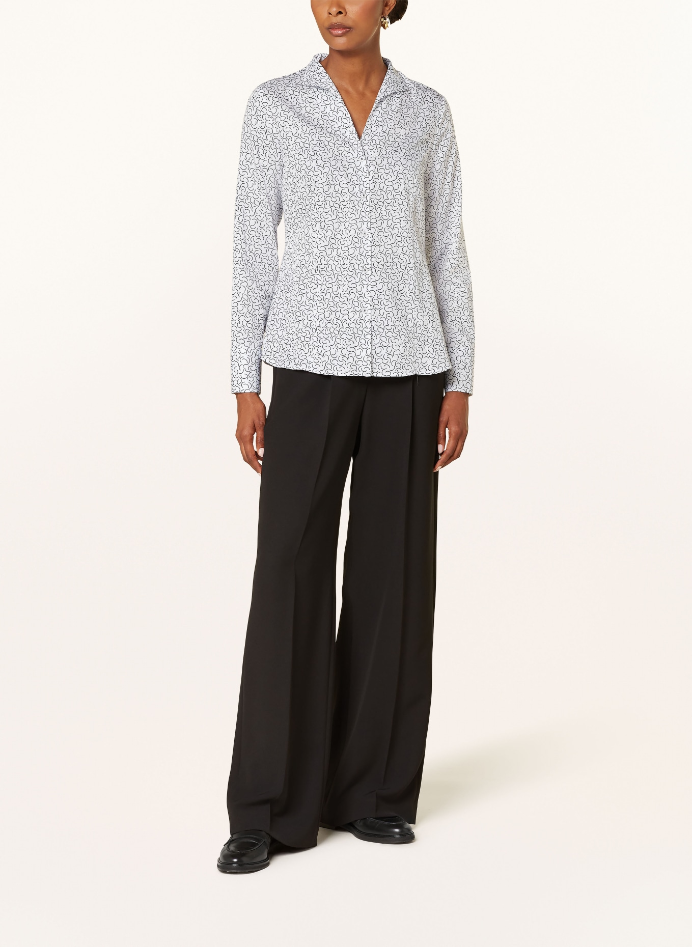 ETERNA Blouse: WHITE/ DARK BLUE