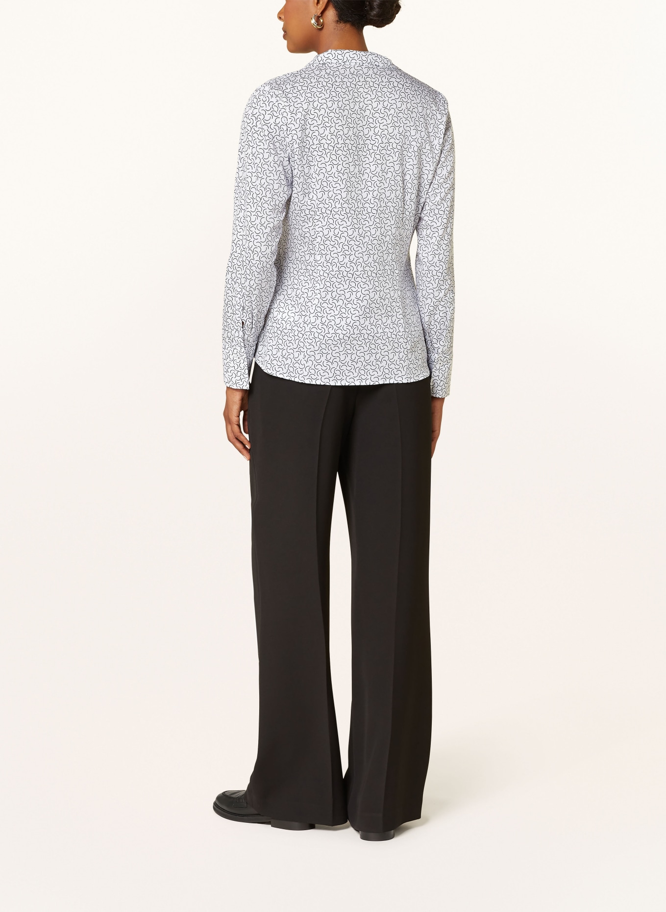 ETERNA Blouse: WHITE/ DARK BLUE
