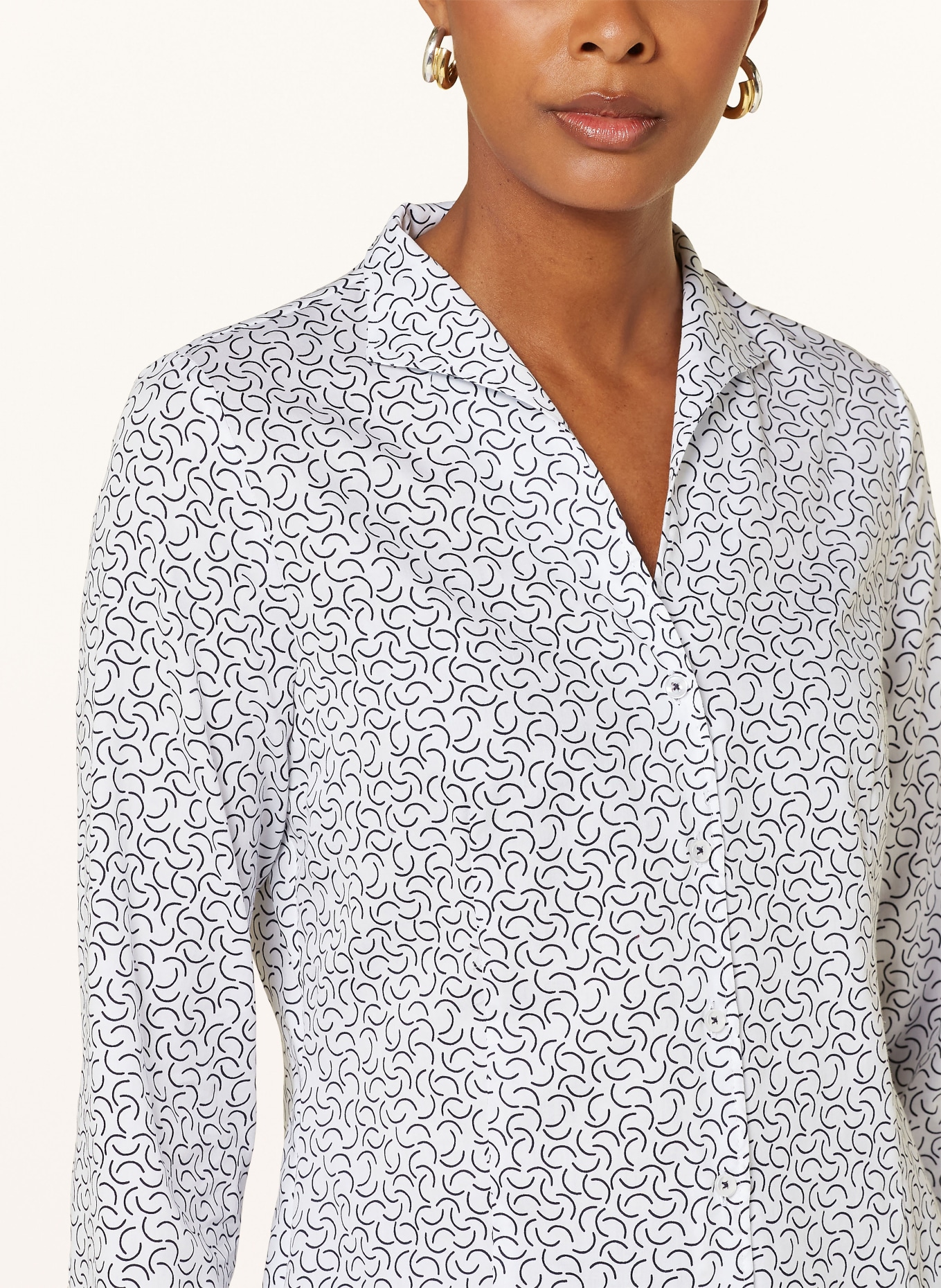 ETERNA Blouse: WHITE/ DARK BLUE