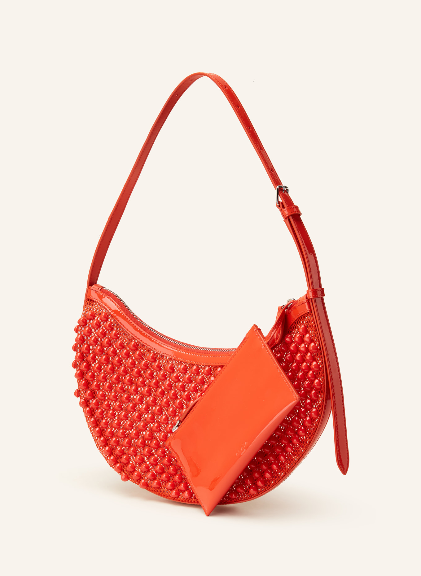 ALAÏA Handtasche ONE PIECE DEMI mit Schmucksteinen: ROT