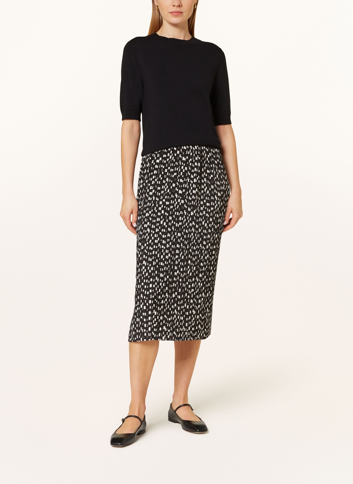 OPUS Pleated skirt RABANI, Color: BLACK/ WHITE (Image 2)