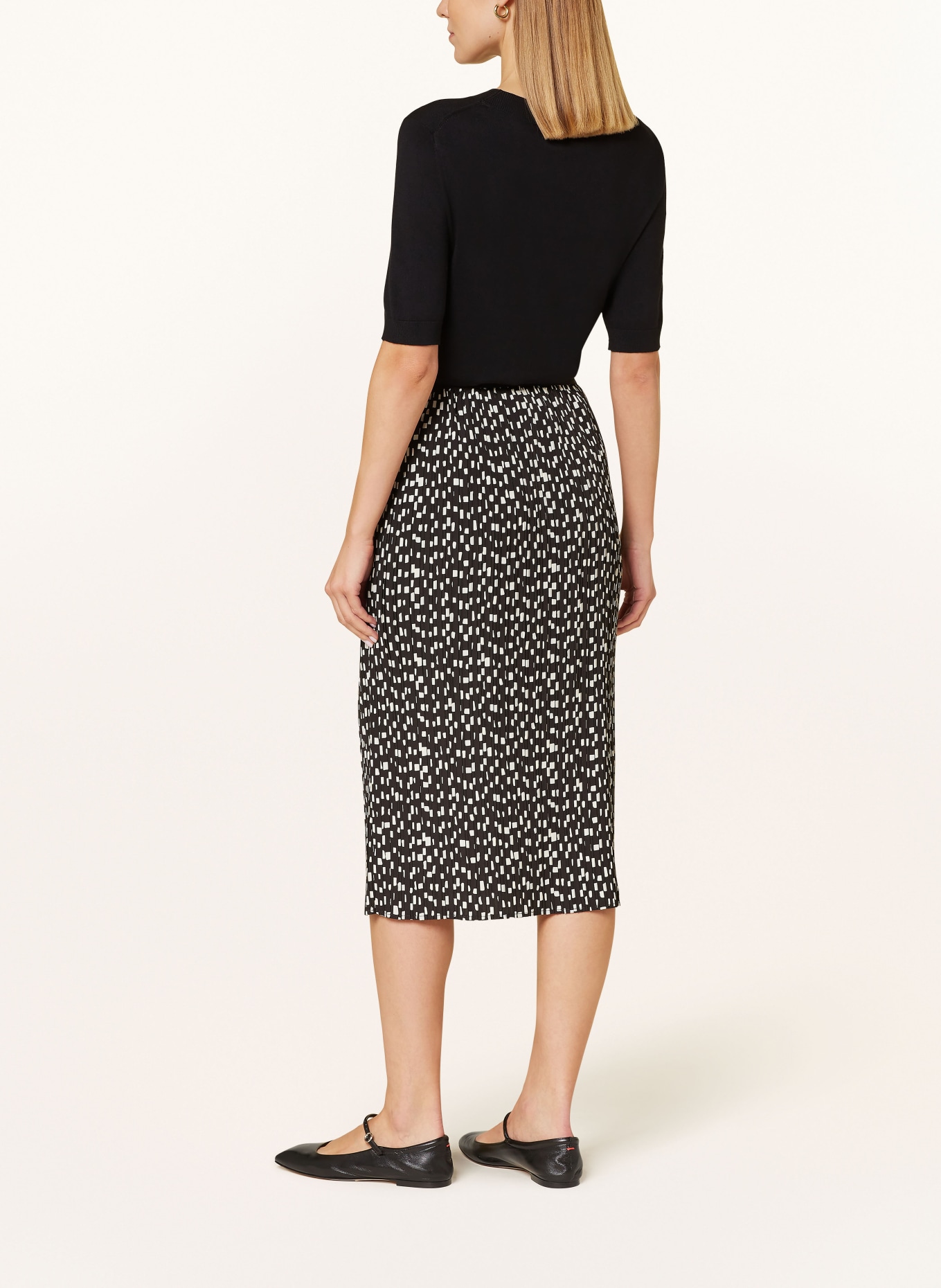 OPUS Pleated skirt RABANI, Color: BLACK/ WHITE (Image 3)