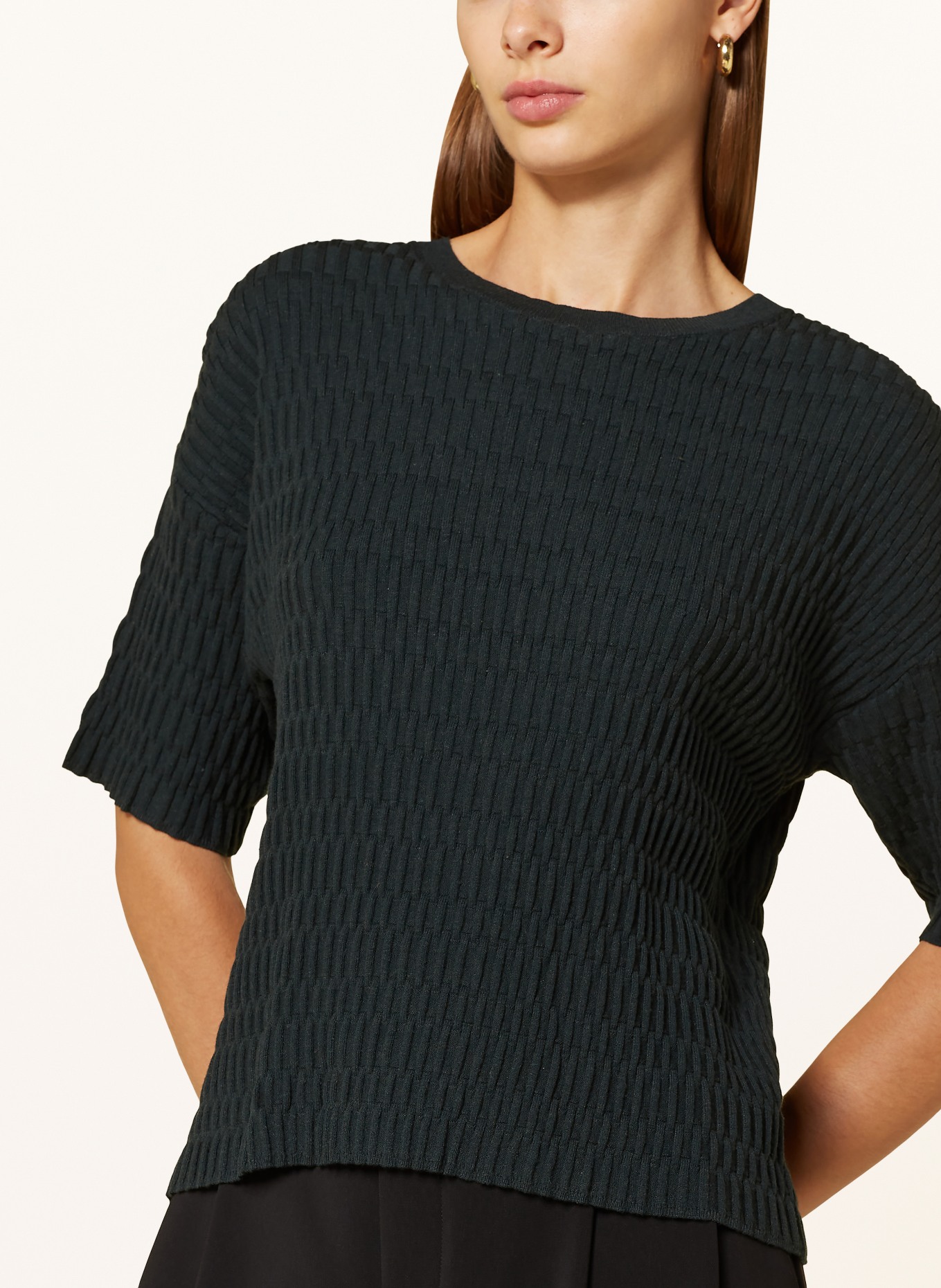 OPUS Strickshirt PINU: DUNKELGRÜN