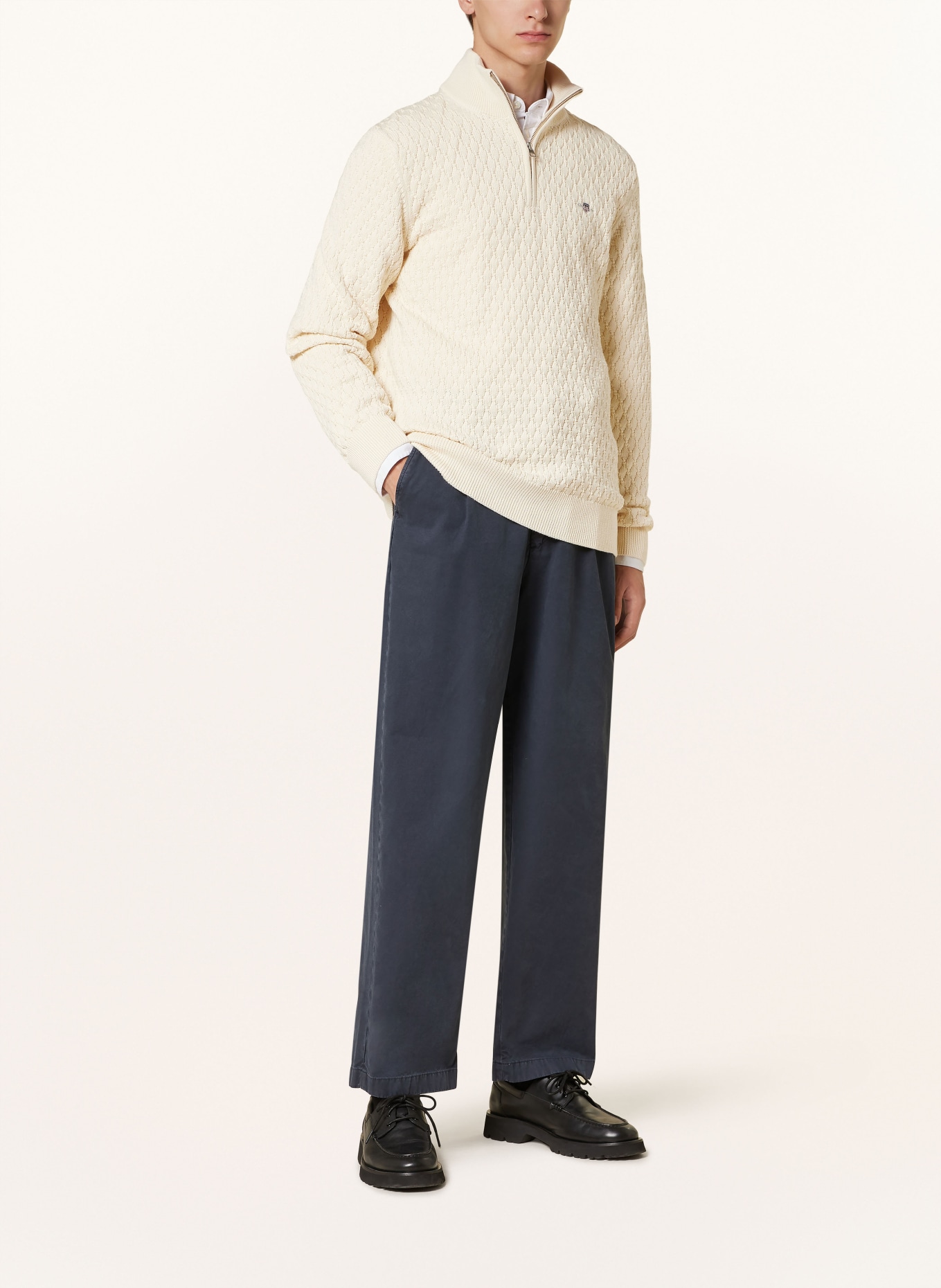 GANT Half-zip T-shirt sweater, Color: ECRU (Image 2)