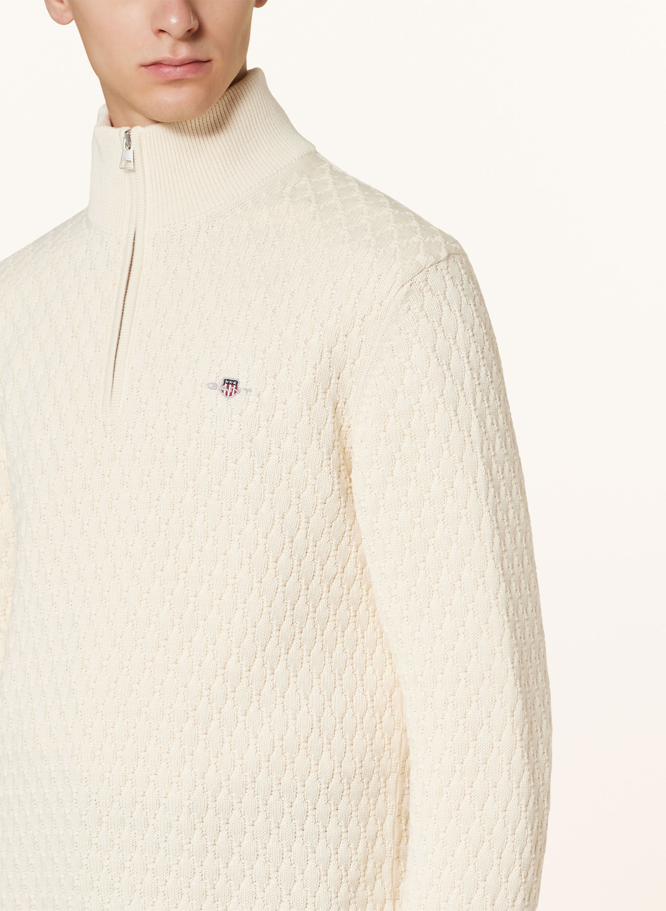 GANT Half-zip T-shirt sweater, Color: ECRU (Image 4)