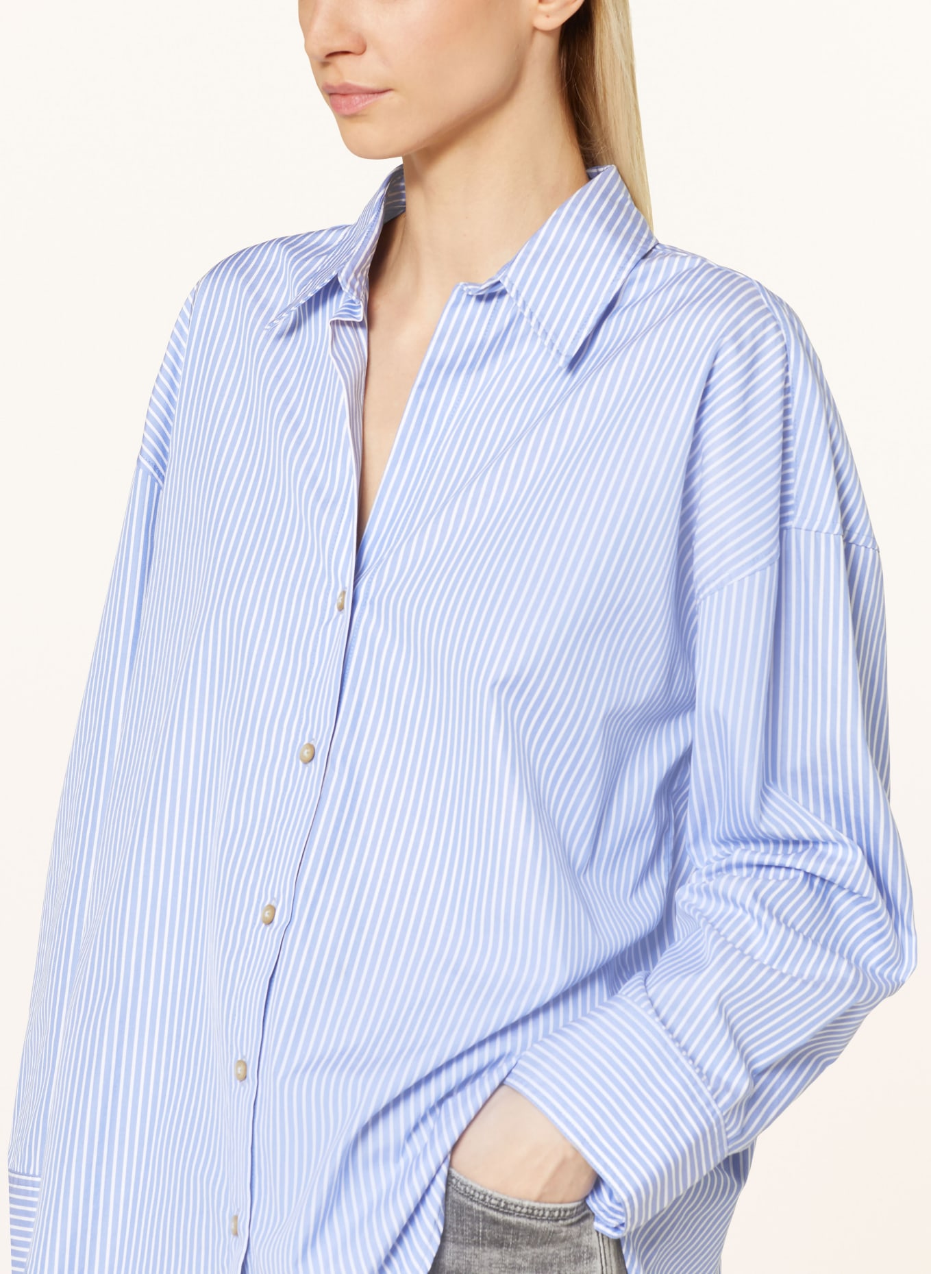 TRUE RELIGION Shirt blouse, Color: LIGHT BLUE/ WHITE (Image 4)