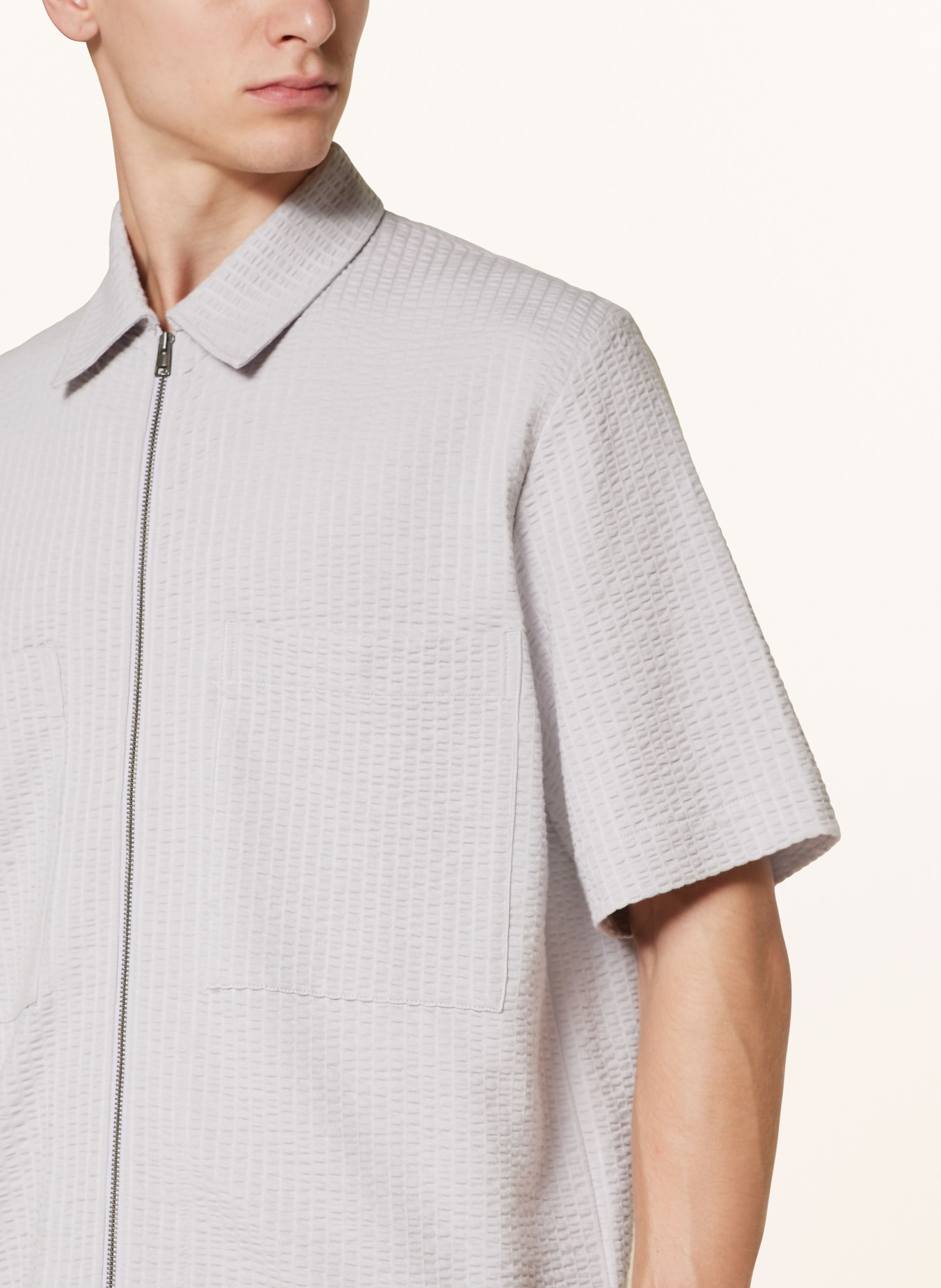 COS Short sleeve shirt comfort fit made of jersey, Color: LIGHT GRAY (Image 4)