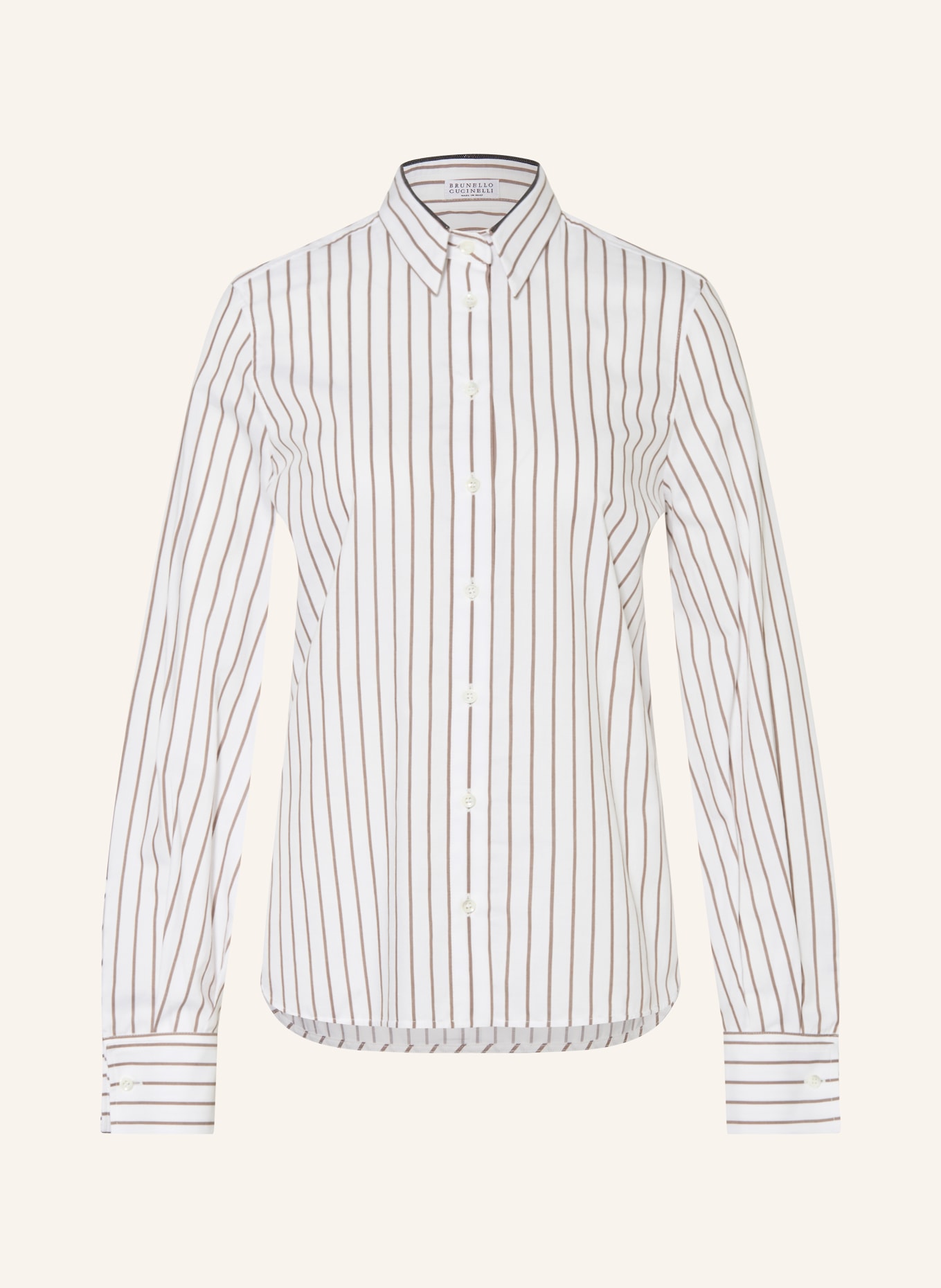 BRUNELLO CUCINELLI Hemdbluse mit Schmucksteinen: WEISS / TAUPE