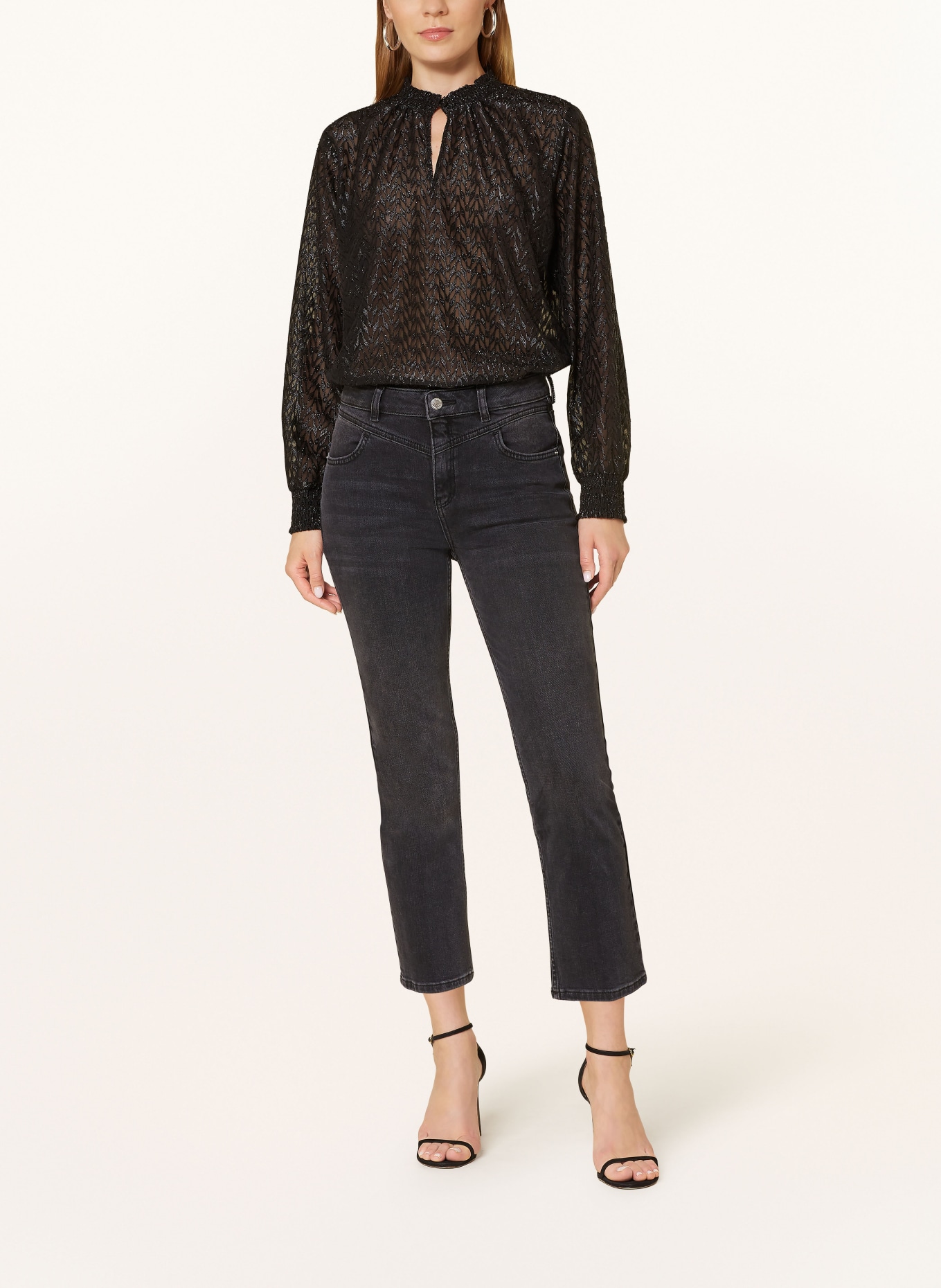 comma casual identity Flared džíny: 98Z4 GREY/BLACK