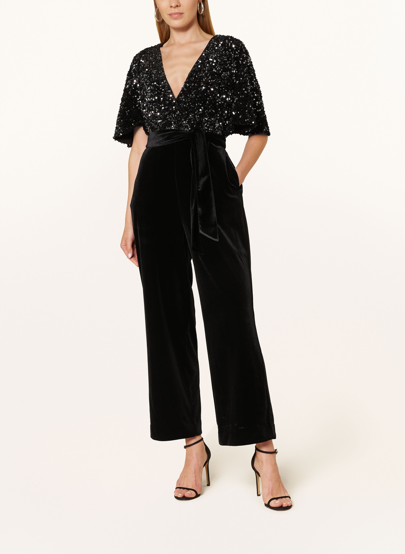 s.Oliver BLACK LABEL Jumpsuit in mixed materials with sequins in gray black