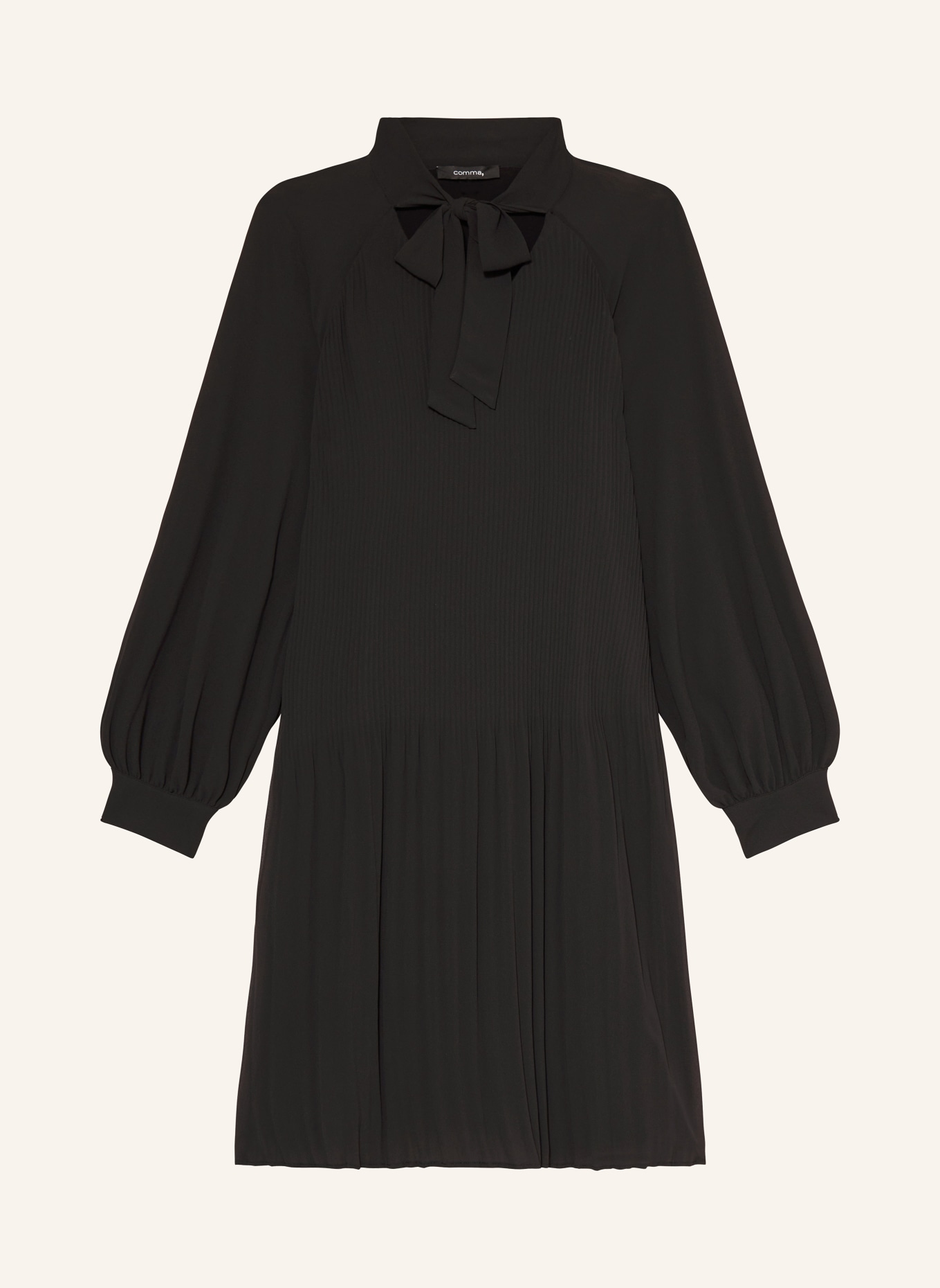 comma Plisseekleid mit Schluppe: SCHWARZ