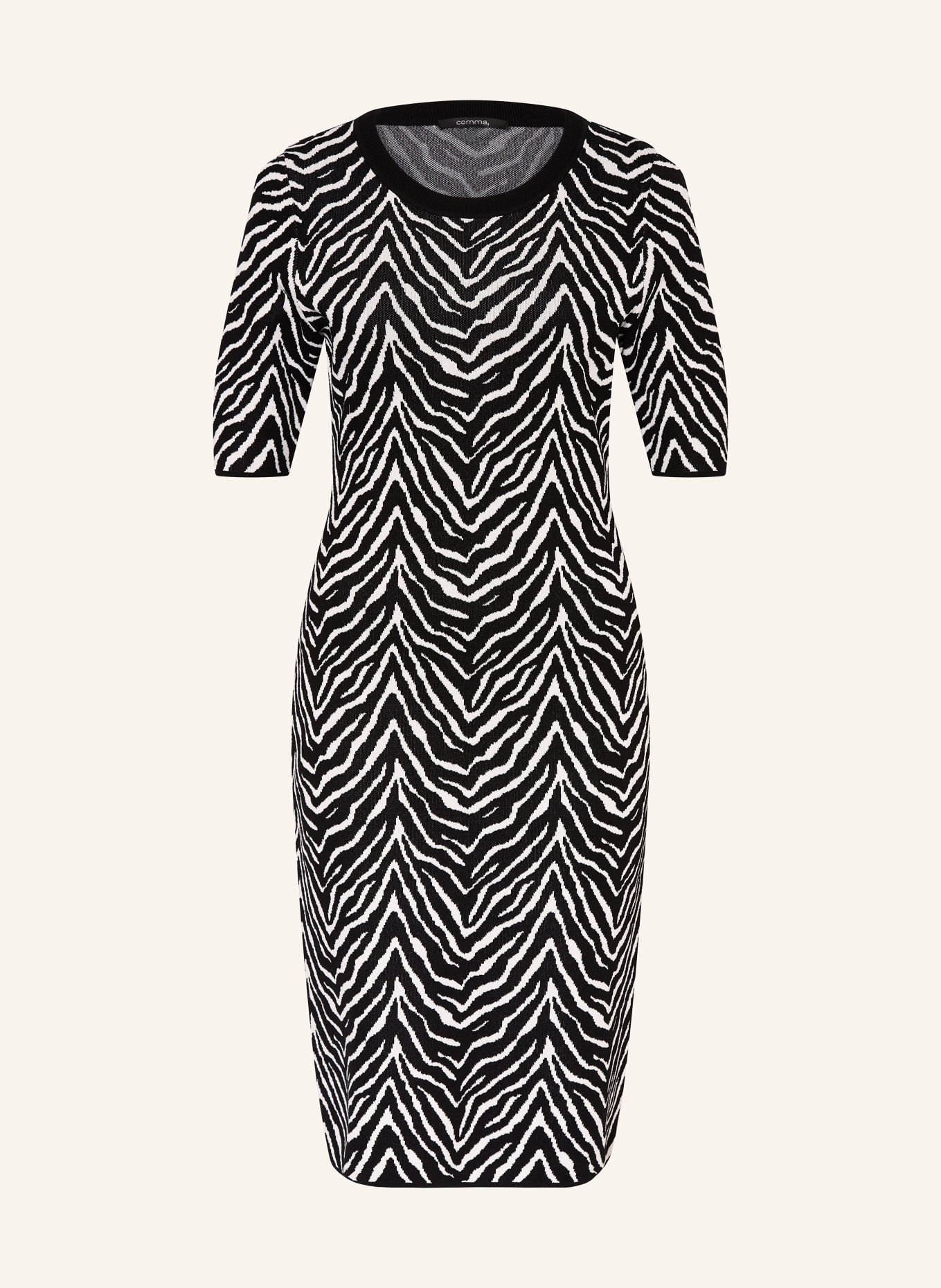 comma Strickkleid: SCHWARZ/ WEISS