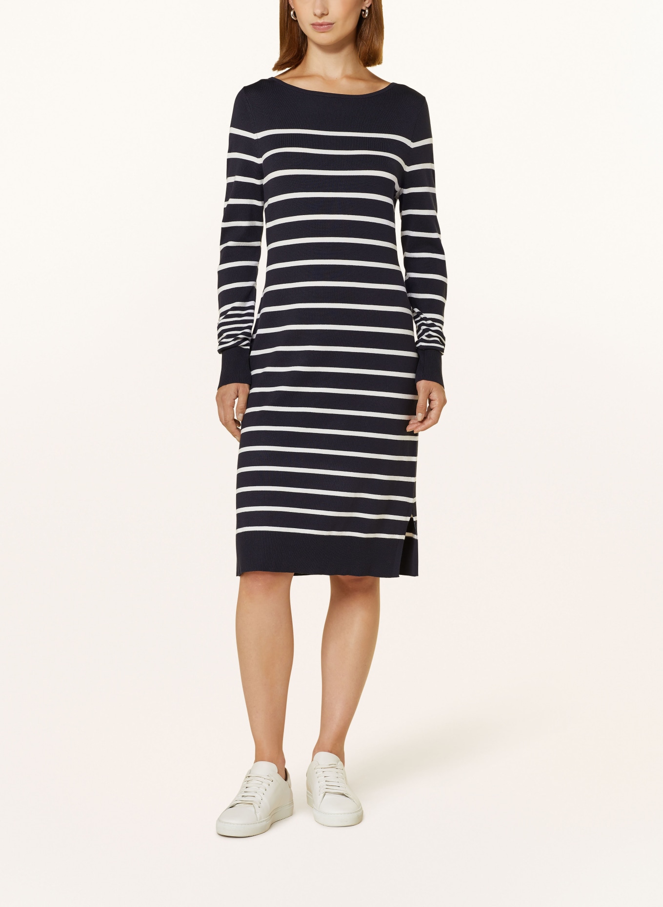 comma Strickkleid: DUNKELBLAU/ WEISS