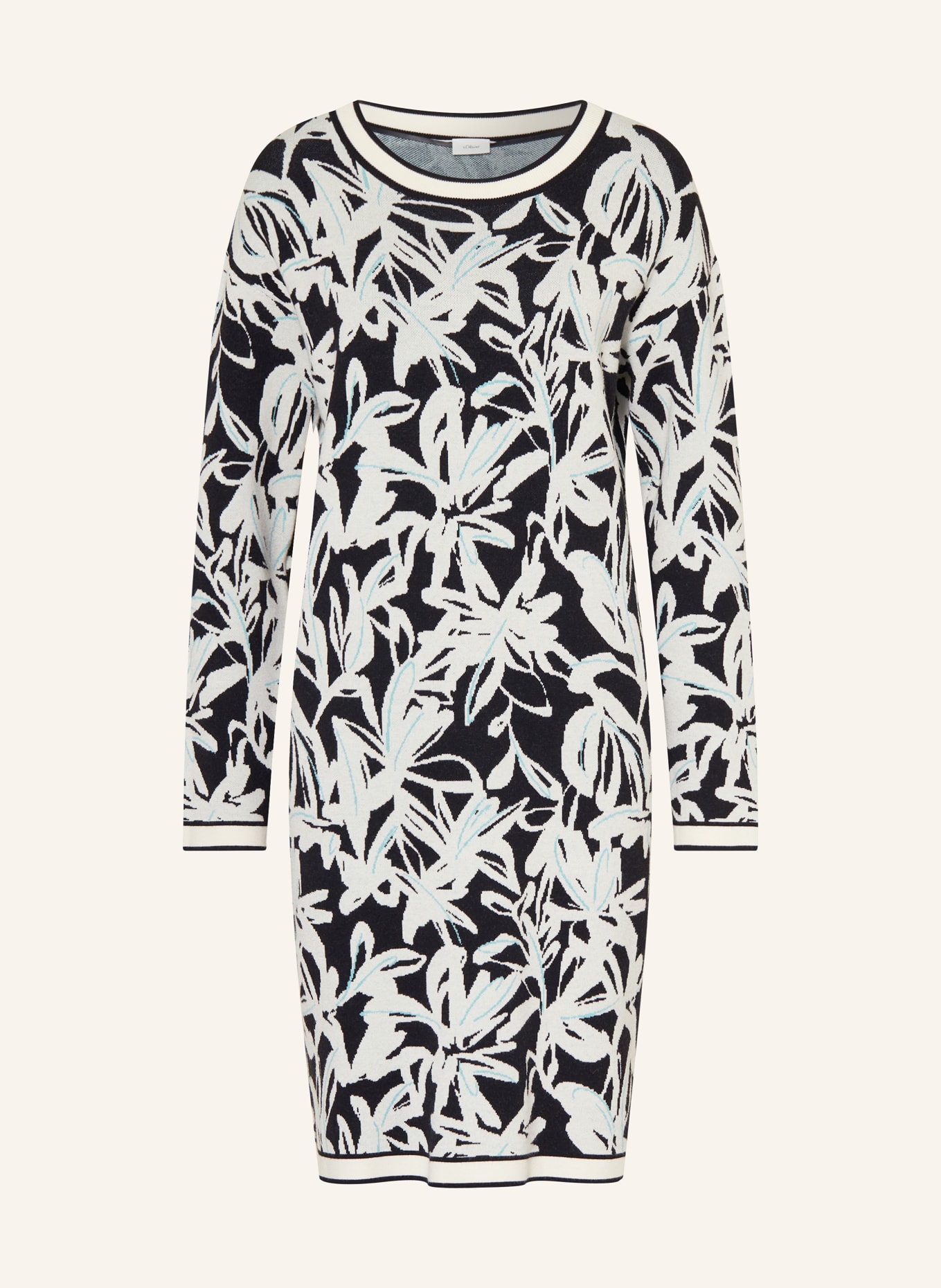 s.Oliver BLACK LABEL Strickkleid: HELLGRAU / SCHWARZ