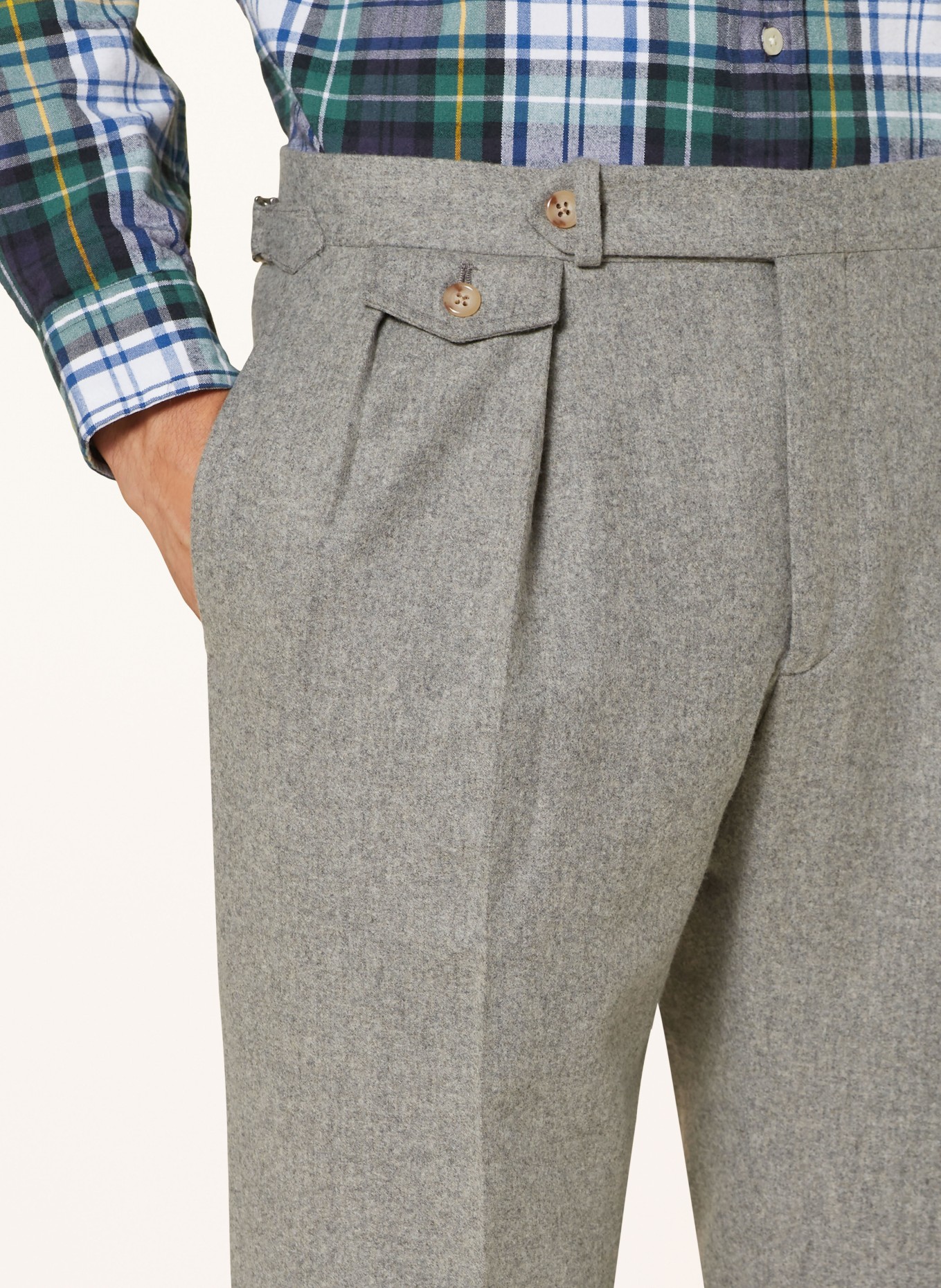 POLO RALPH LAUREN Flannel pants slim fit, Color: LIGHT GRAY (Image 5)