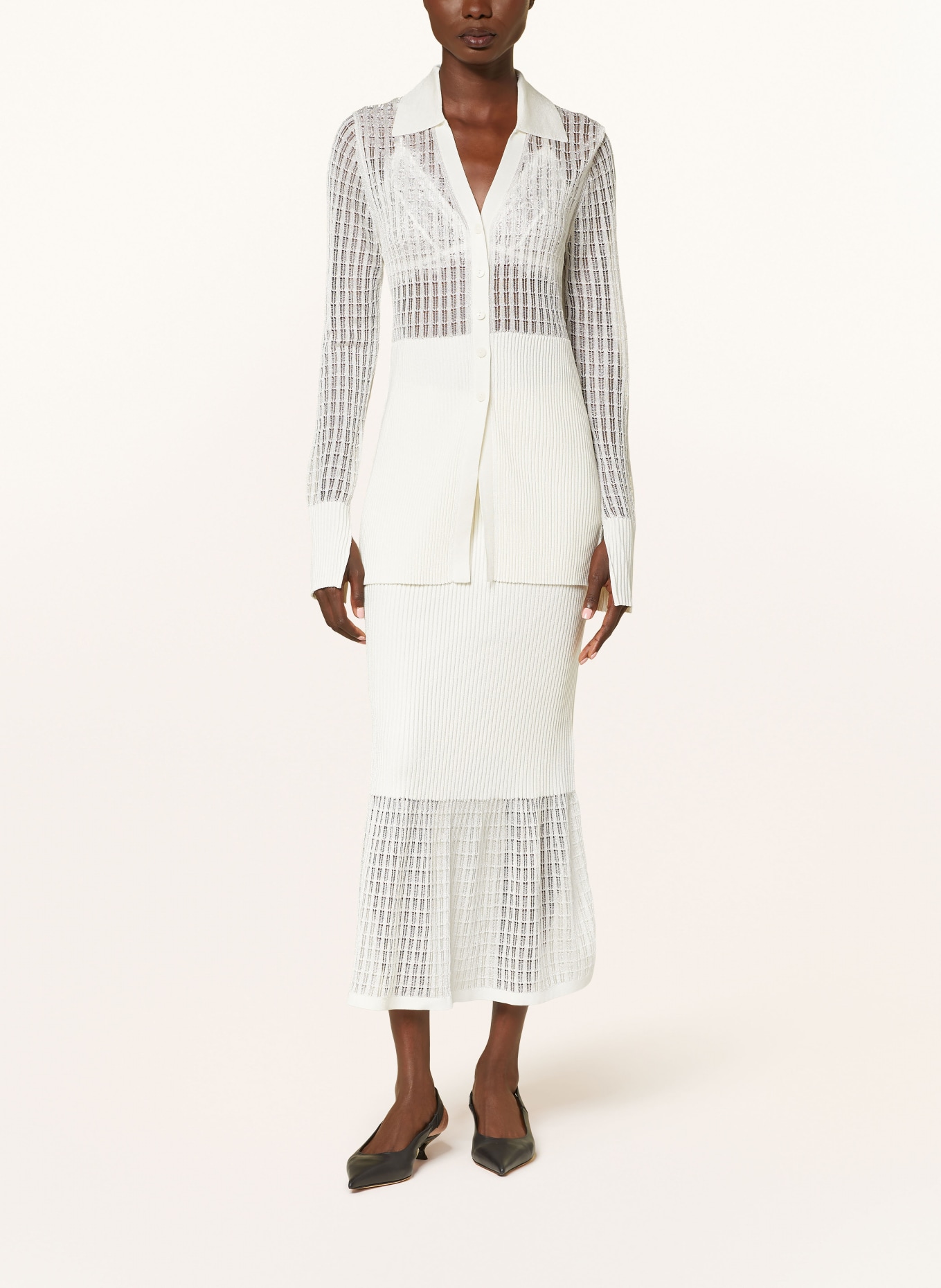 COS Strickrock mit Spitze: ECRU