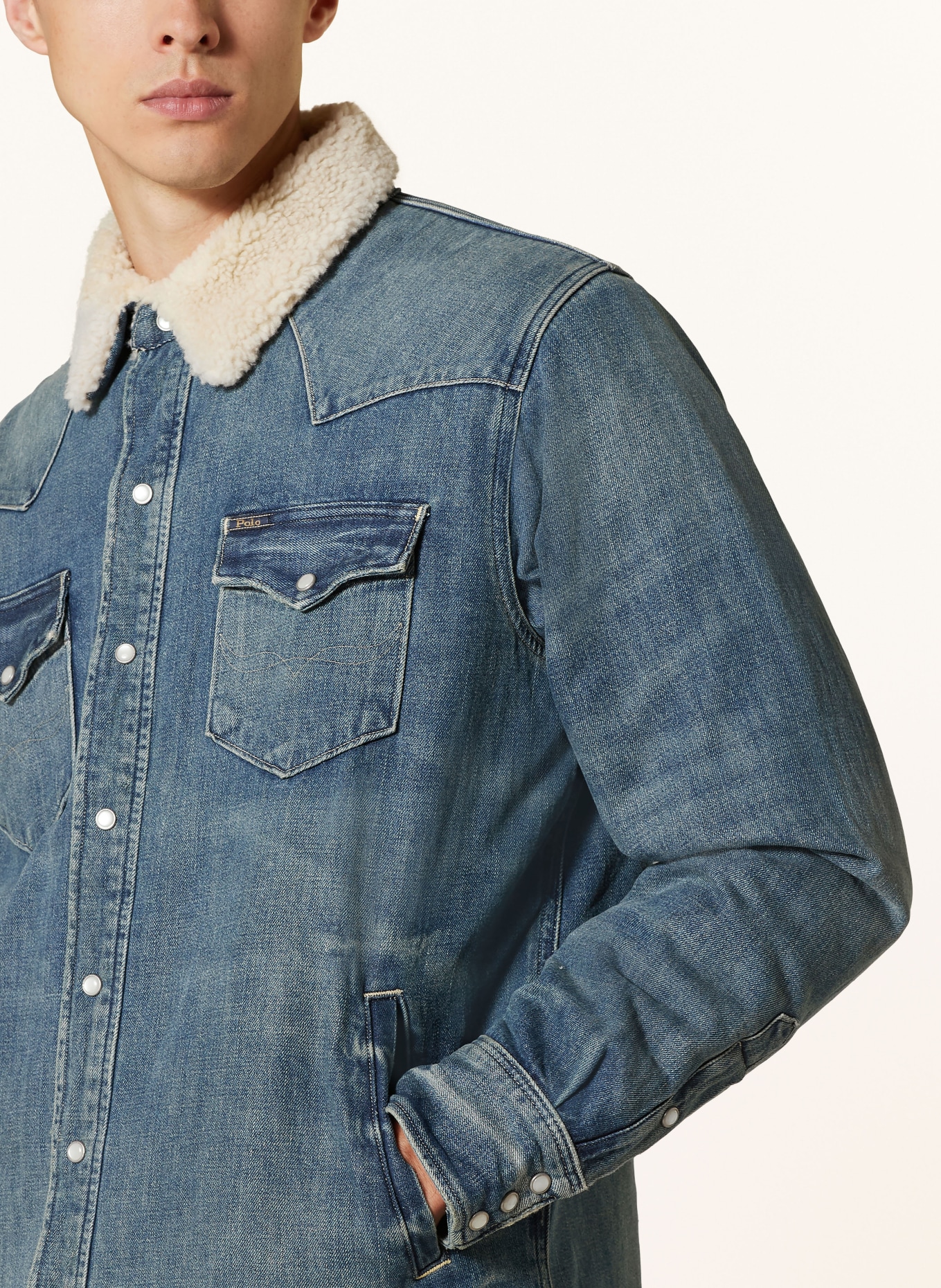 POLO RALPH LAUREN Denim jacket with teddy in blue